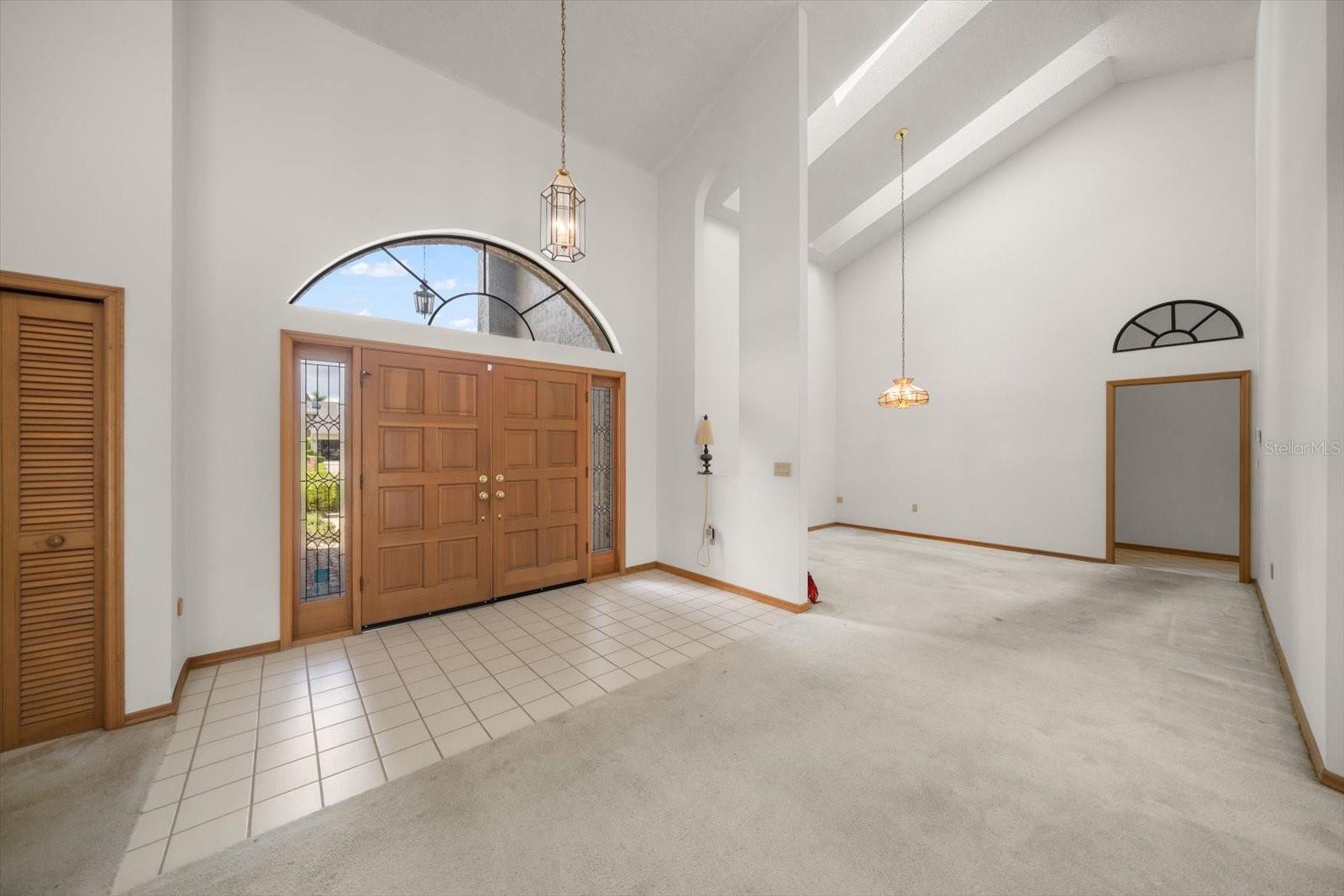 Front Entry - Double Doors with leaded glass side windows