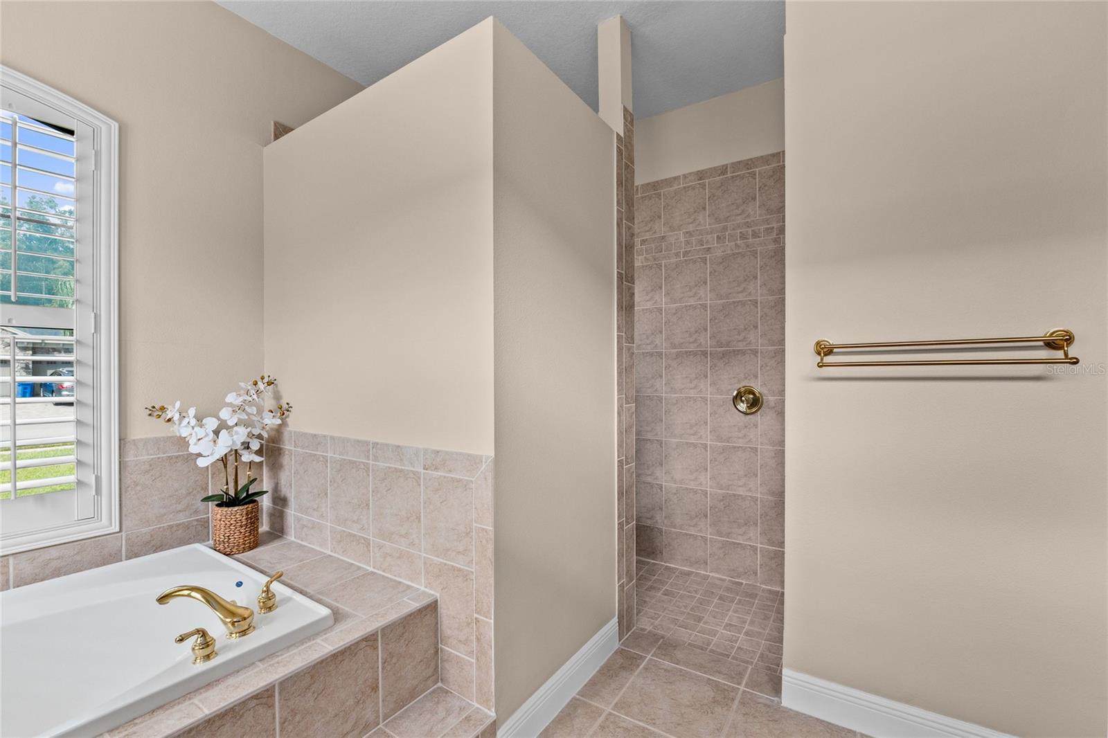 Separate Tub and Shower space in this Primary Bathroom
