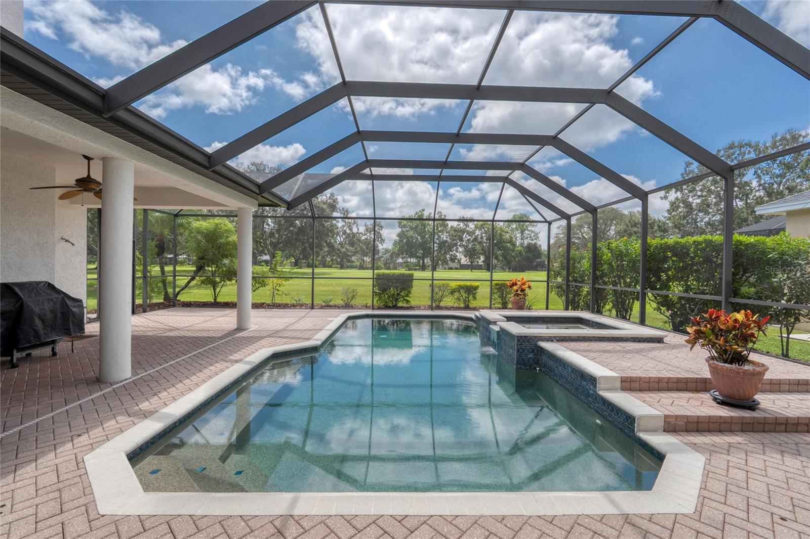 Pool with paver lanai