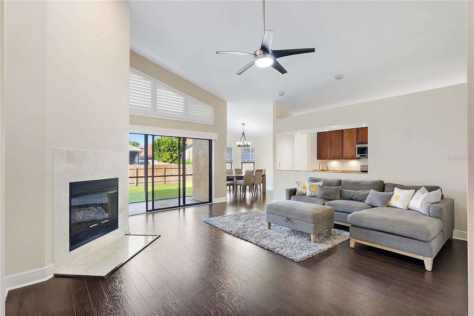 Great room open to dining , high ceilings