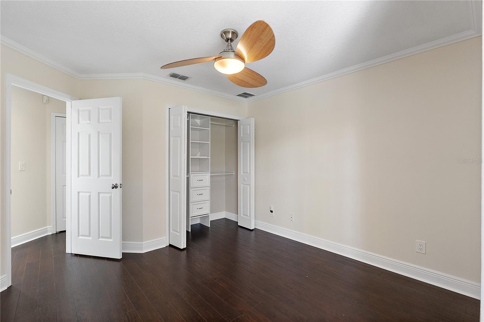 custom closet, ceiling fan  bedroom 2