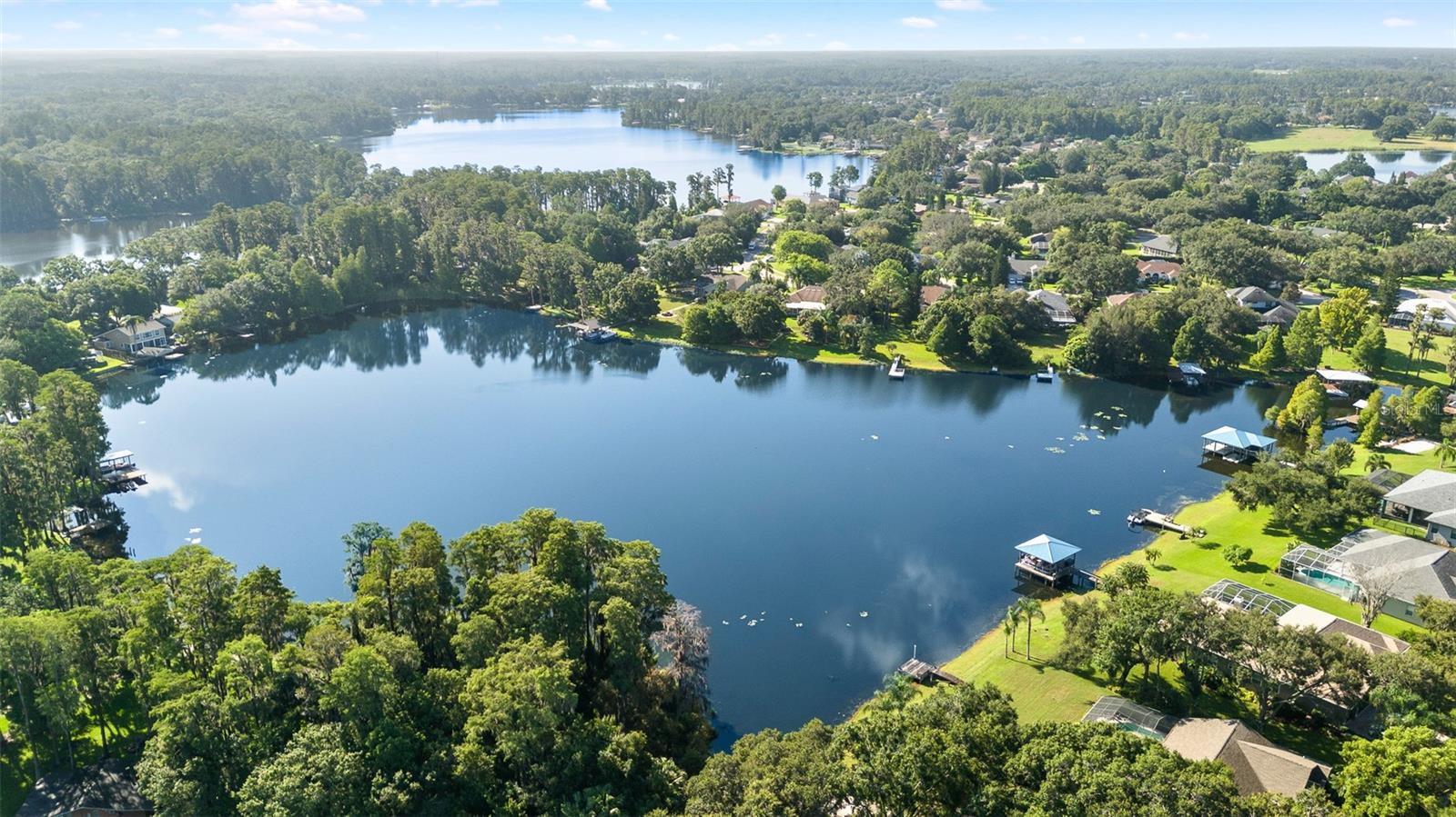 Community Canal in Smaller Section of Lake Leads to Larger Section