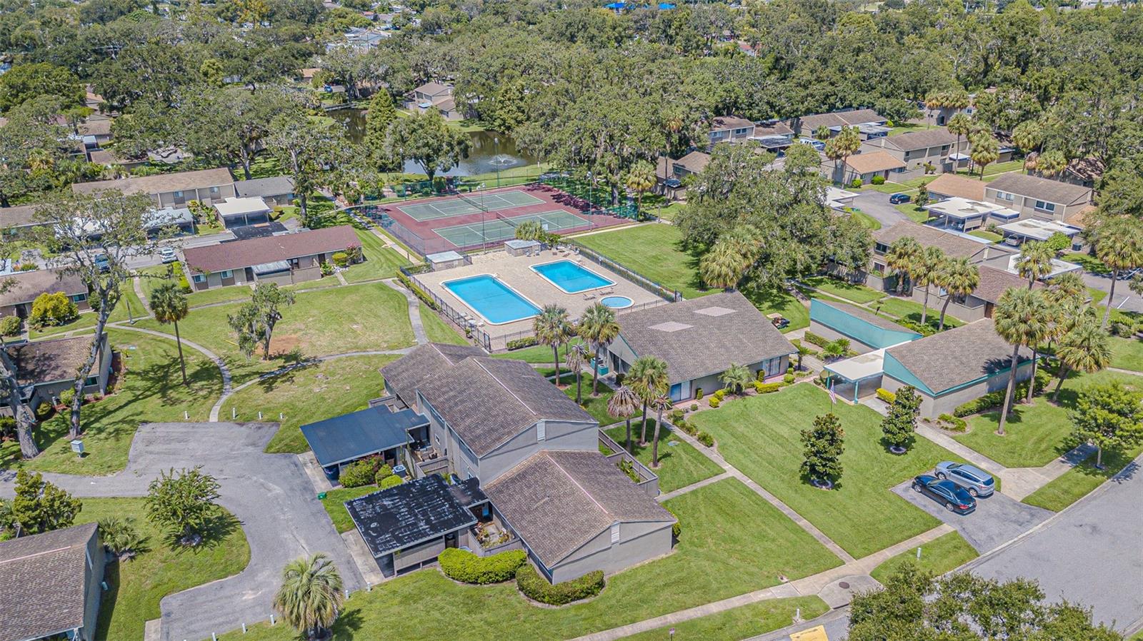 Clubhouse, two pools, spa, and two tennis courts.