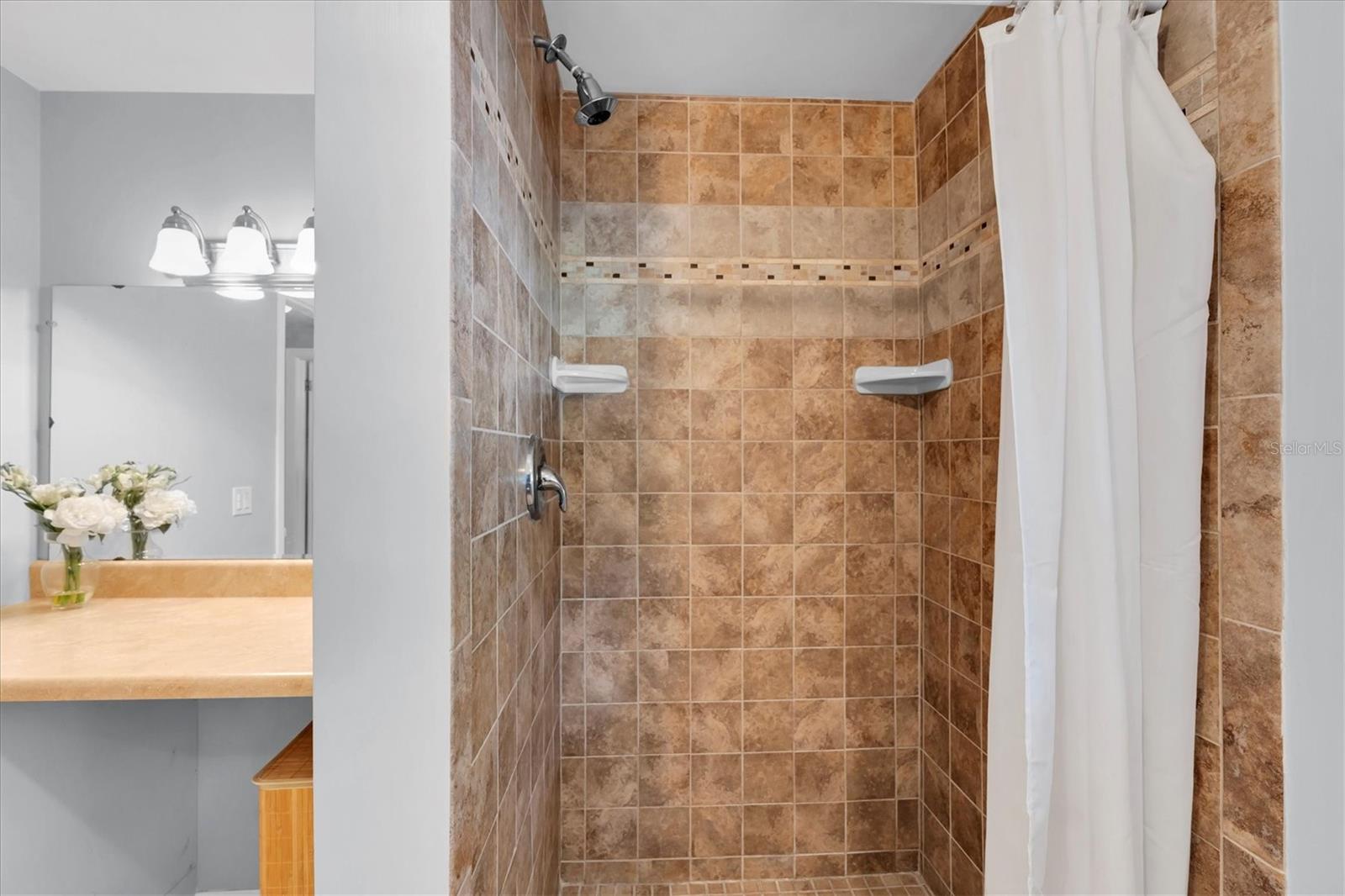 Upstairs bathroom walk-in shower