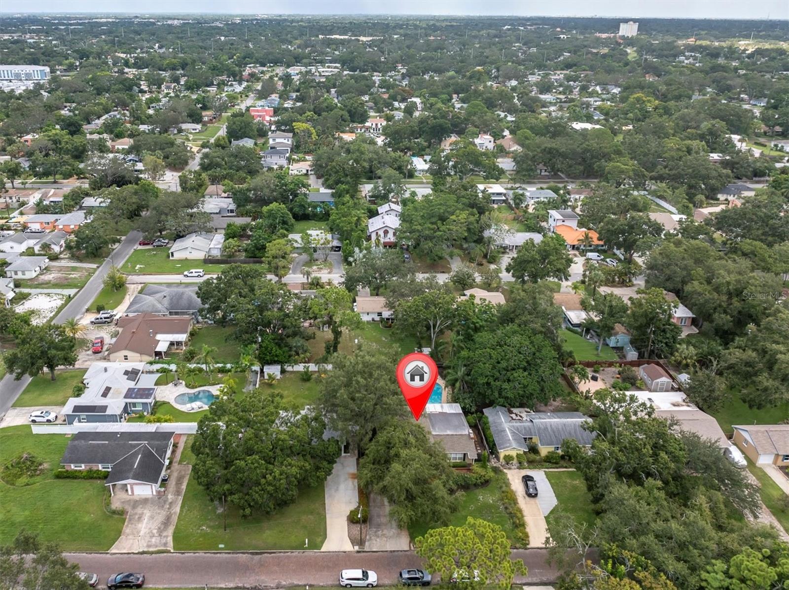 Aerial - Brick lined Street