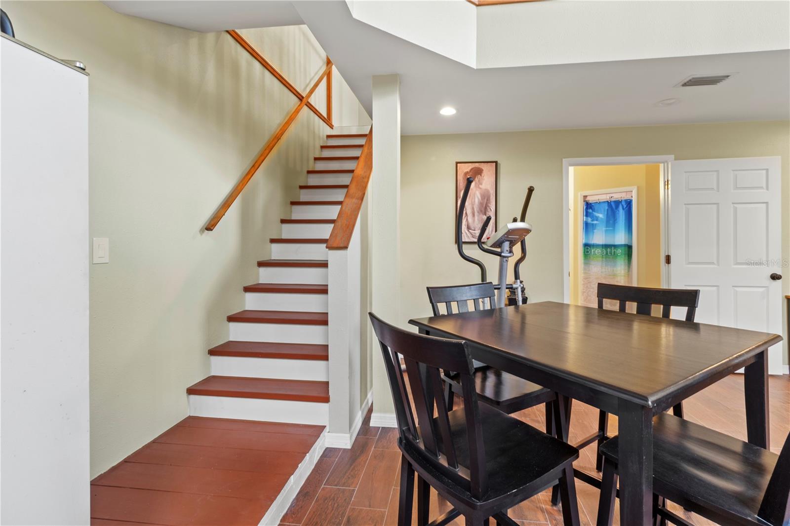 Stairs up to loft