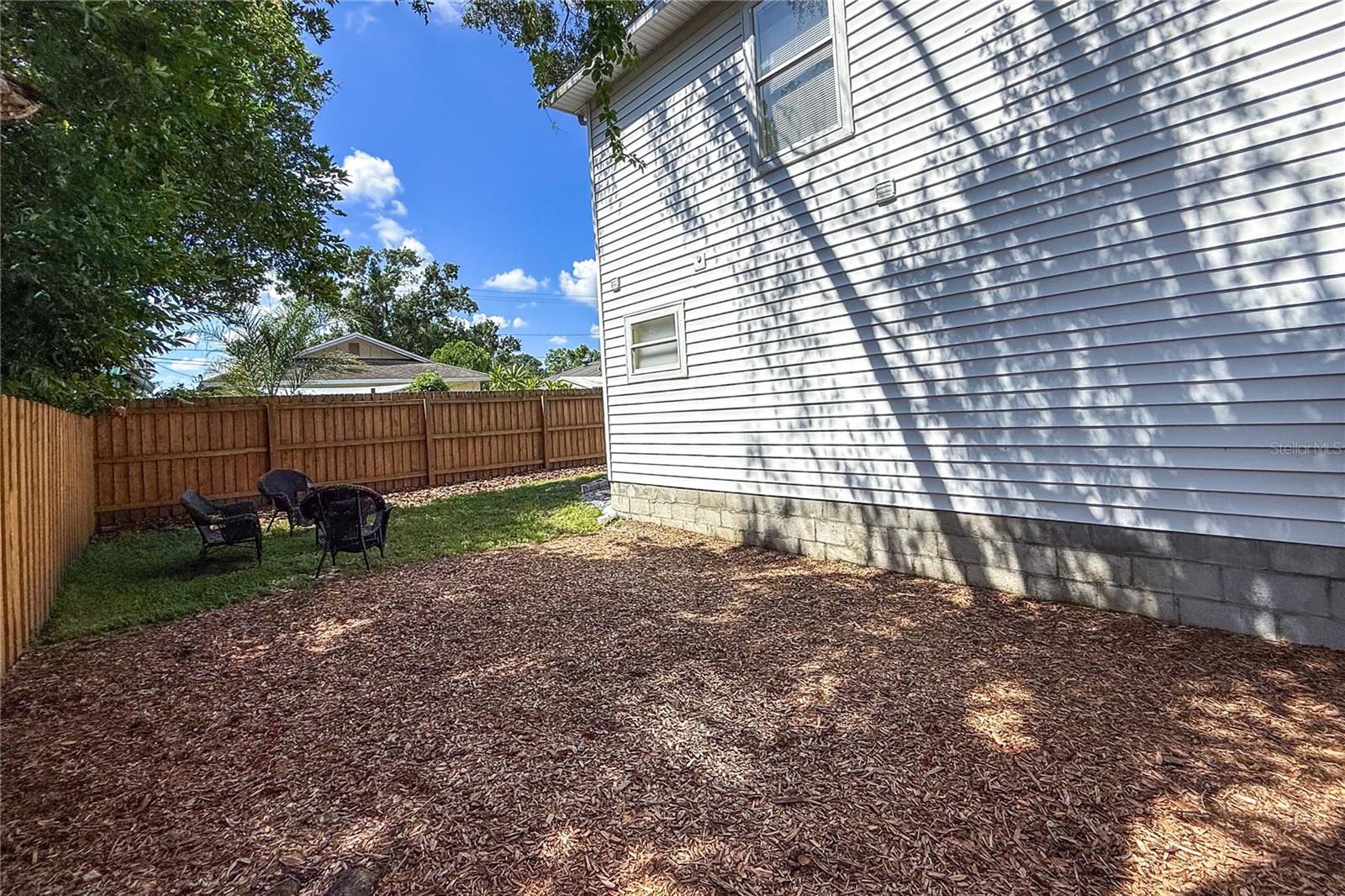 The backyard for the addition.