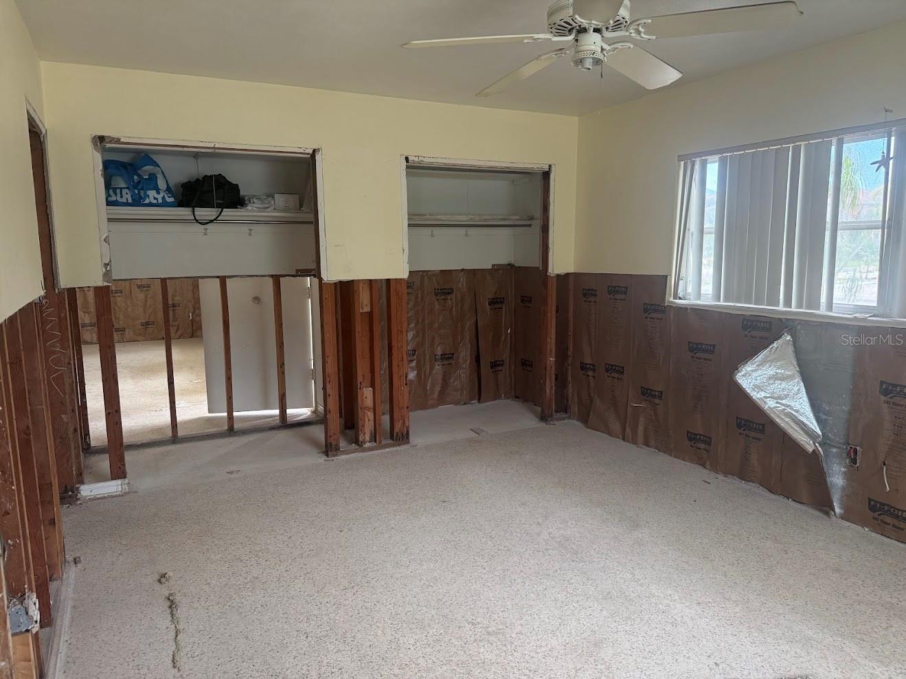 The primary bedroom closets are spacious.