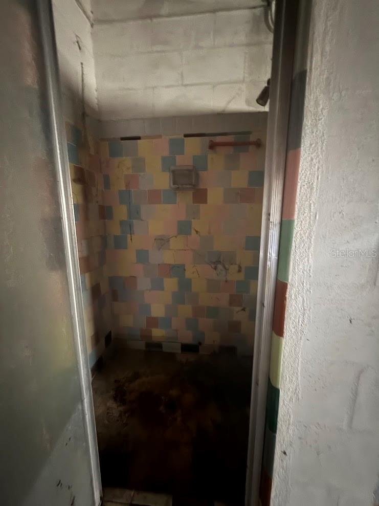 Shower in garage.