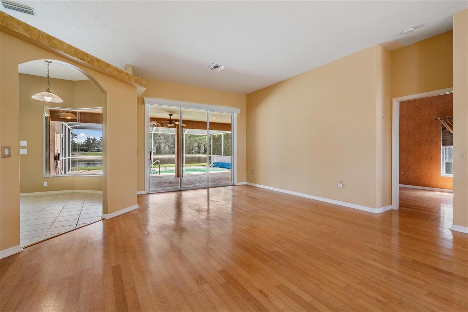 View from living room - and you can see the master bedroom to the right