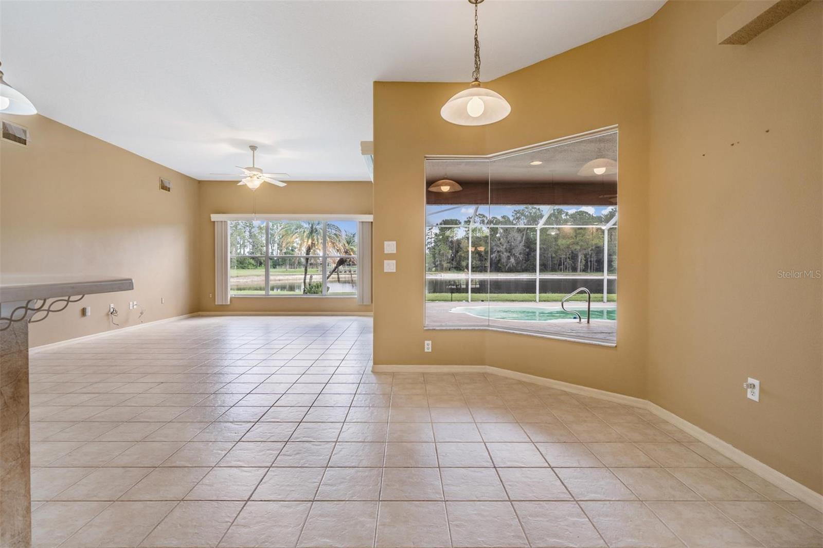 Expansive kitchen with living area and breakfast nook