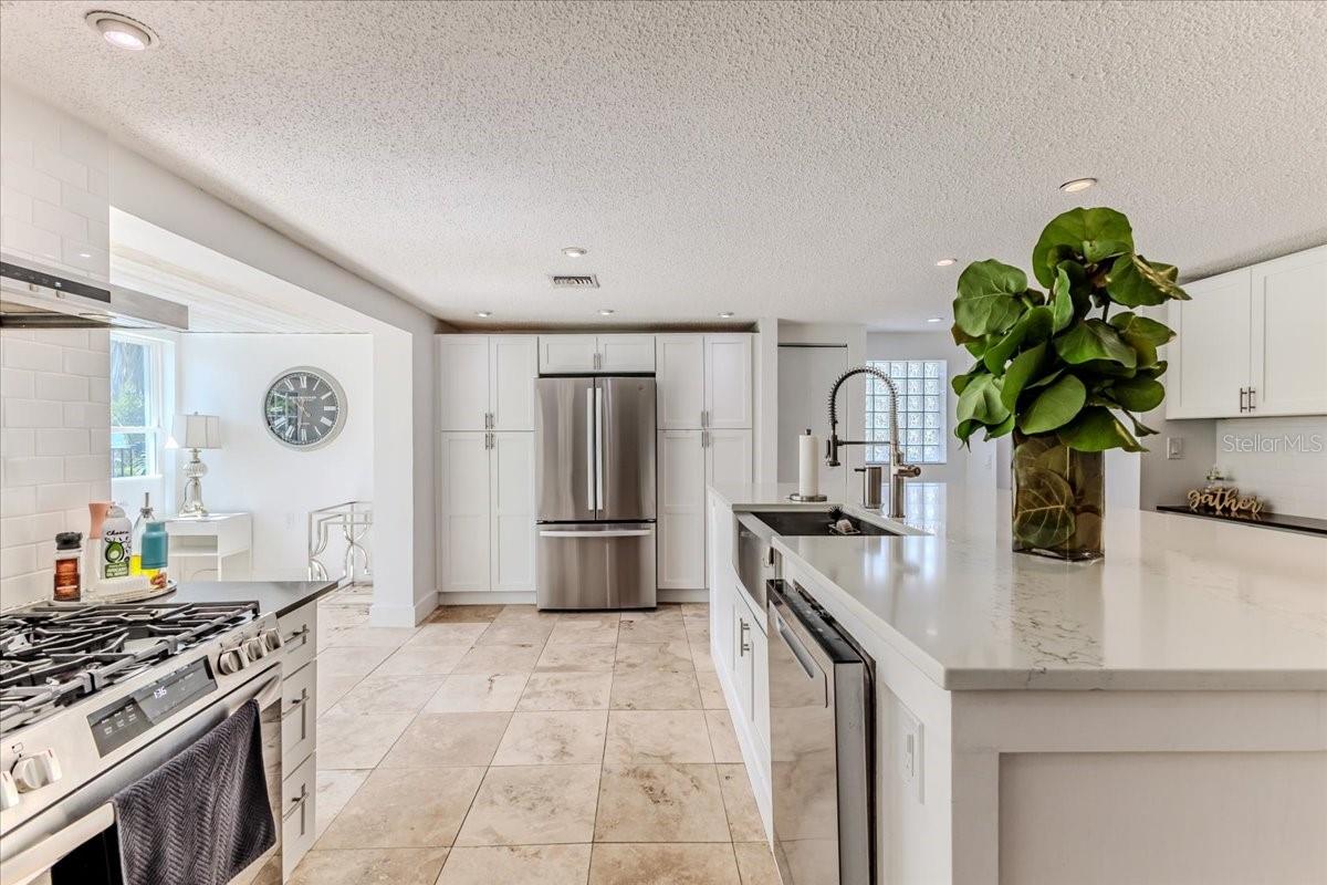 Large Island with Quartz Counters