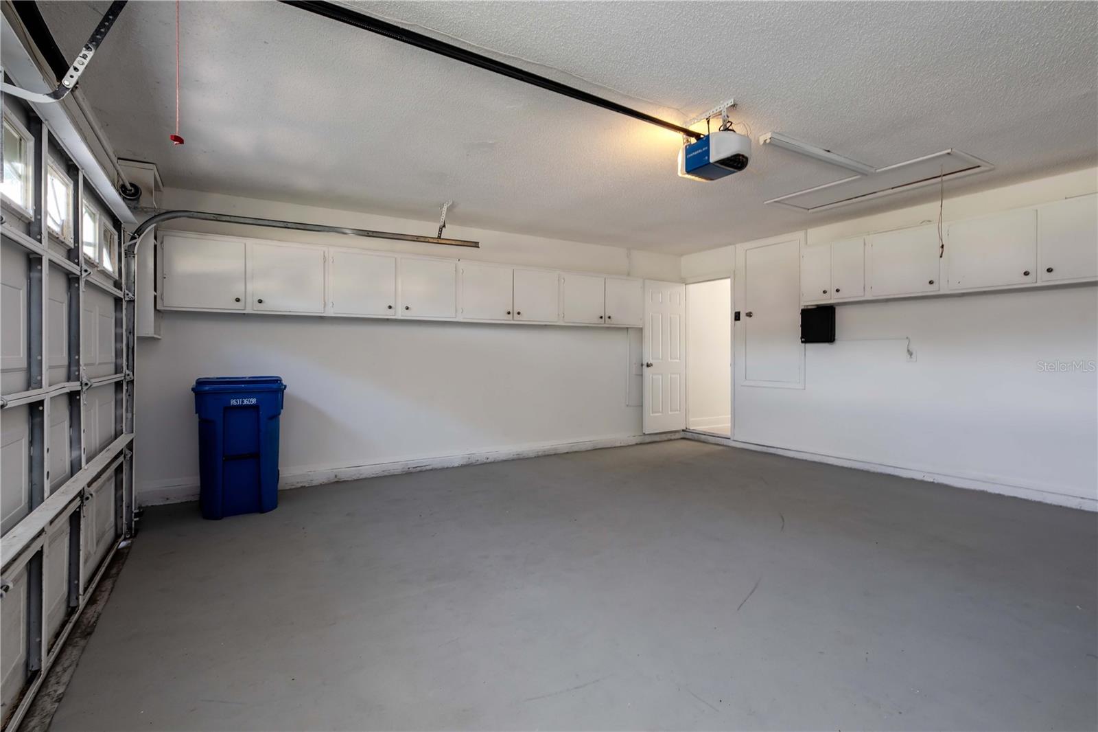 Garage with storage shelves
