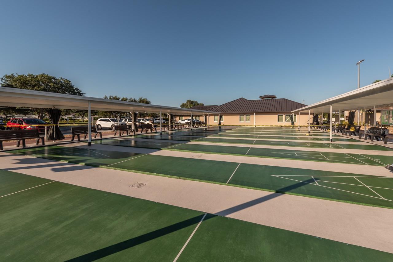 The blue building houses the indoor pools. The building to the left of that has the 6100 square foot fitness center and woodworking workshop.
