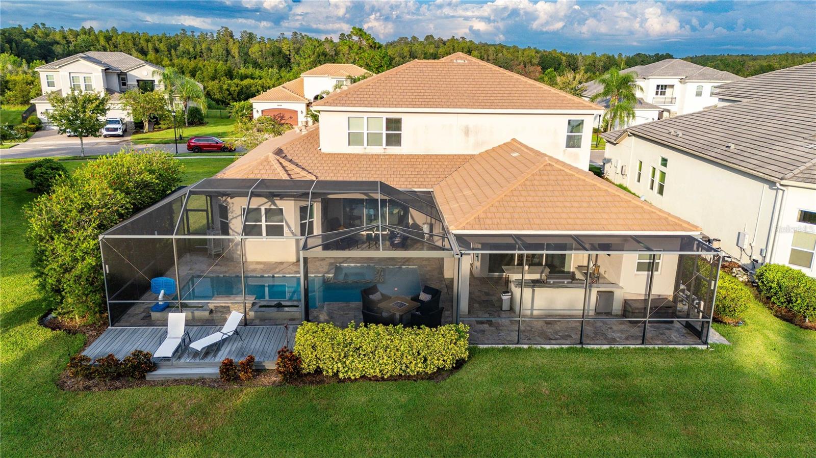 Aerial view of pool area