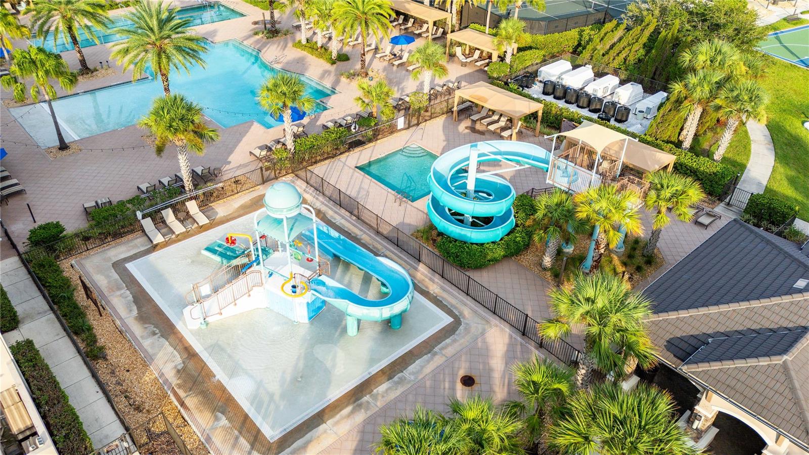 Aerial view of community pool area