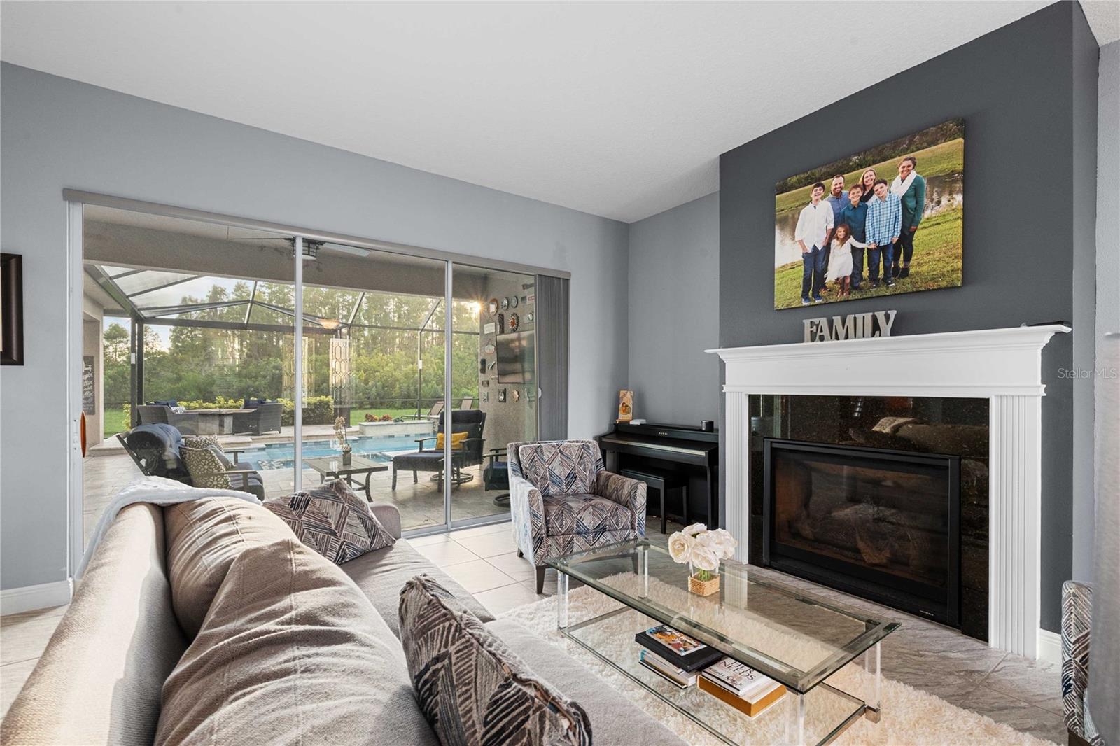 View of pool from Living room