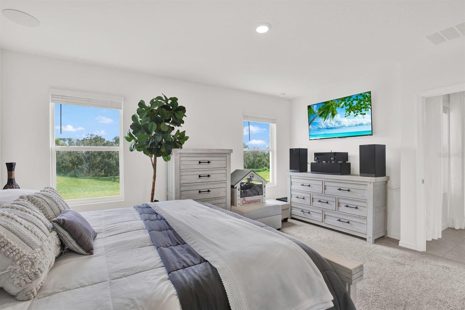 Located at the back of the home.