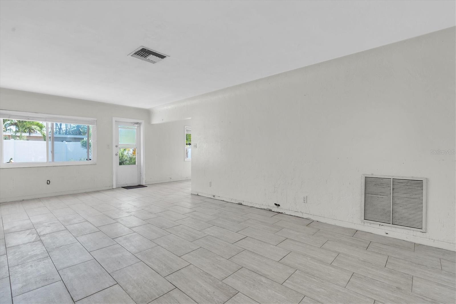 Living area looking towards back door