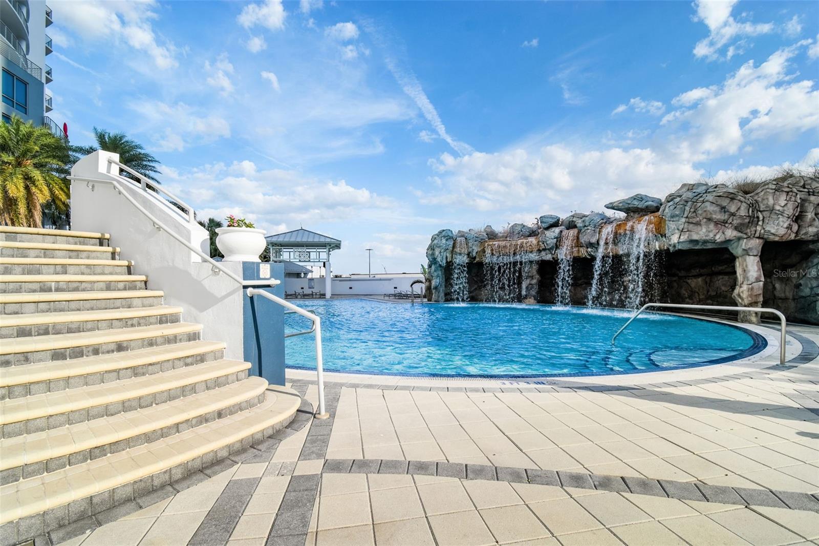 Walk over the pool bridge