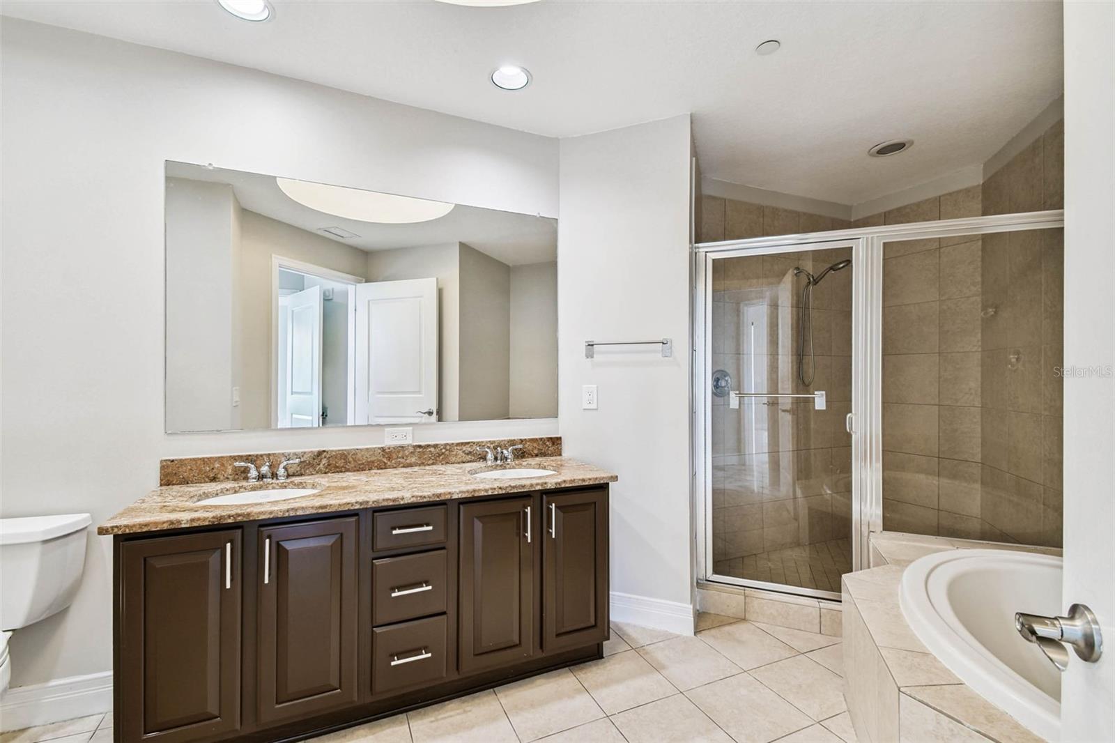 Master bathroom with dual sink vanity