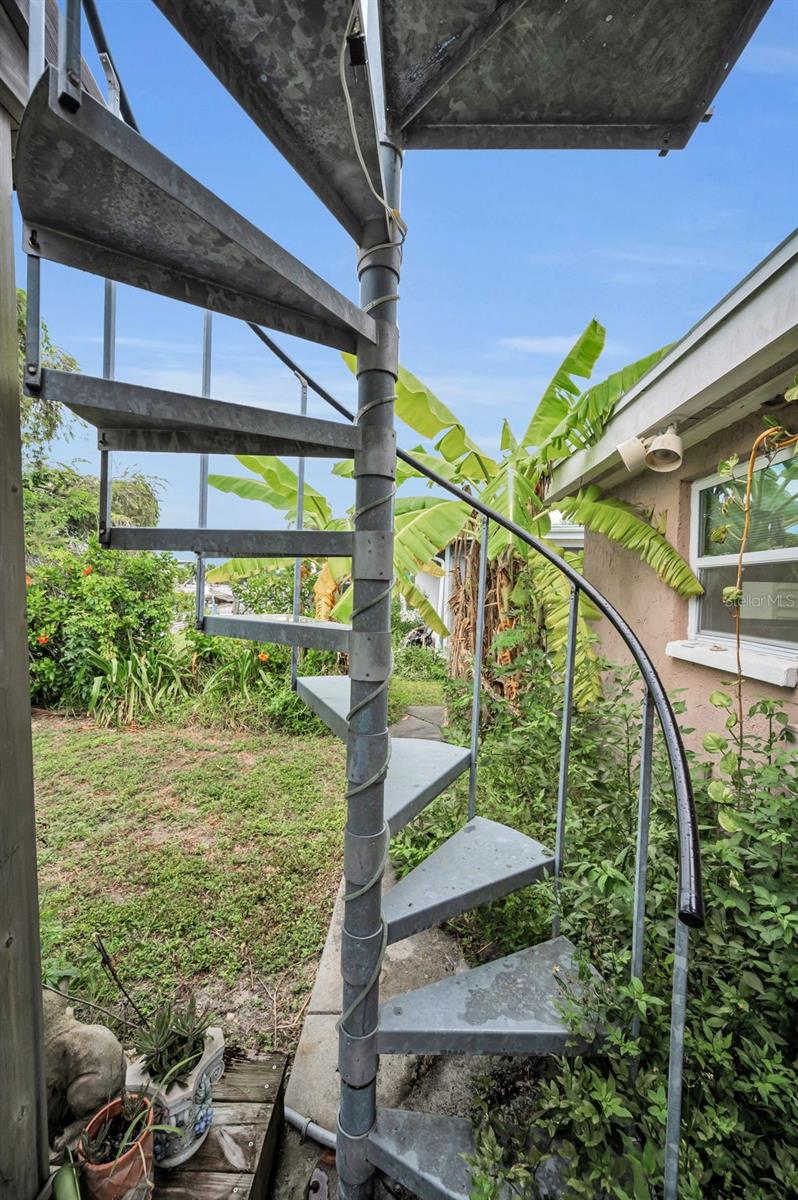 Staircase to rooftop deck