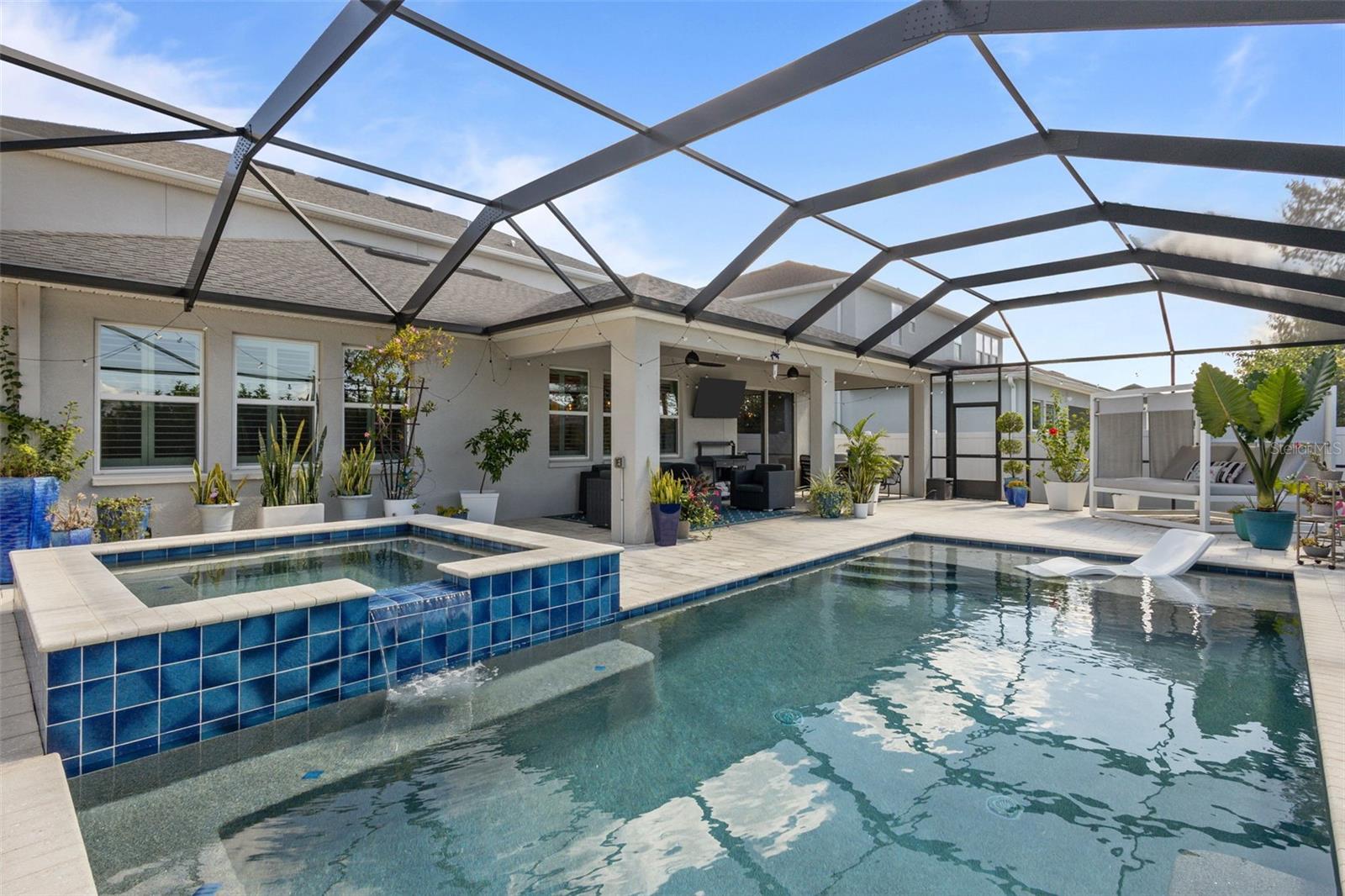 Heated Saltwater pool with in ground hot tub