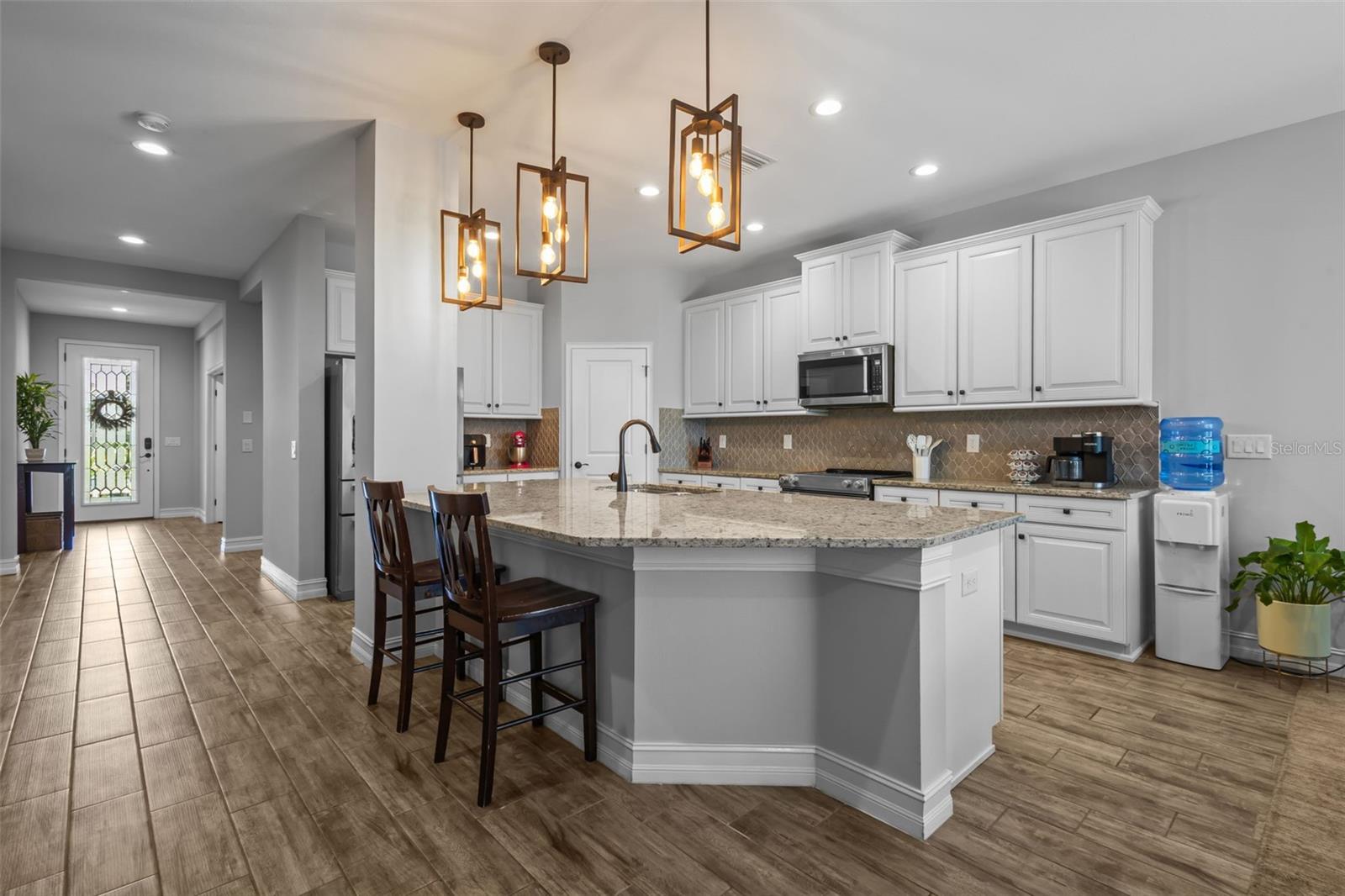 Open upgraded kitchen with huge island