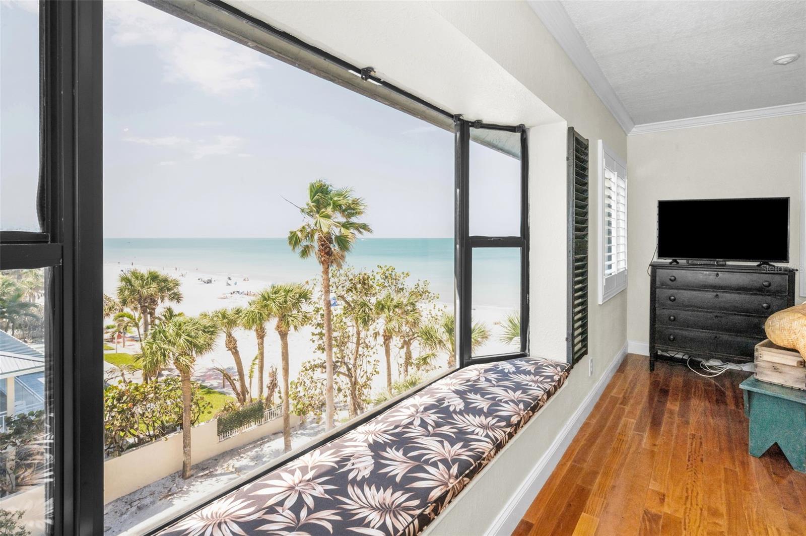 ... Master Bedroom Suite - Bay Window View on South Bedroom Wall. Long Range Beach Views.