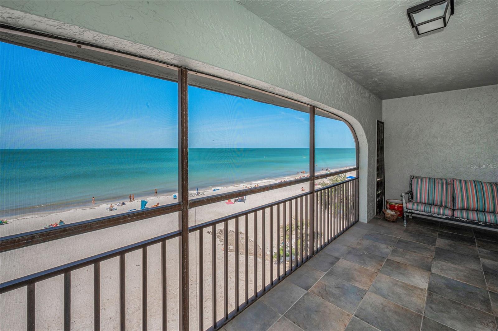 .. PH #5 Balcony Shot Looking North Up Indian Rocks Beach.  Tiled Balcony 22.7 x 7 ..