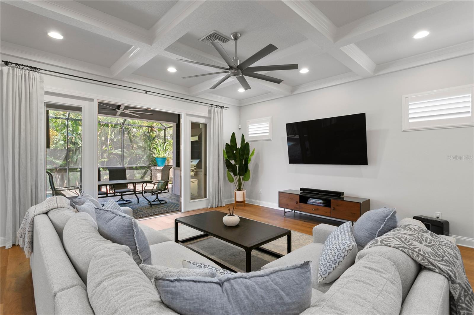 Family room with French sliders outside!