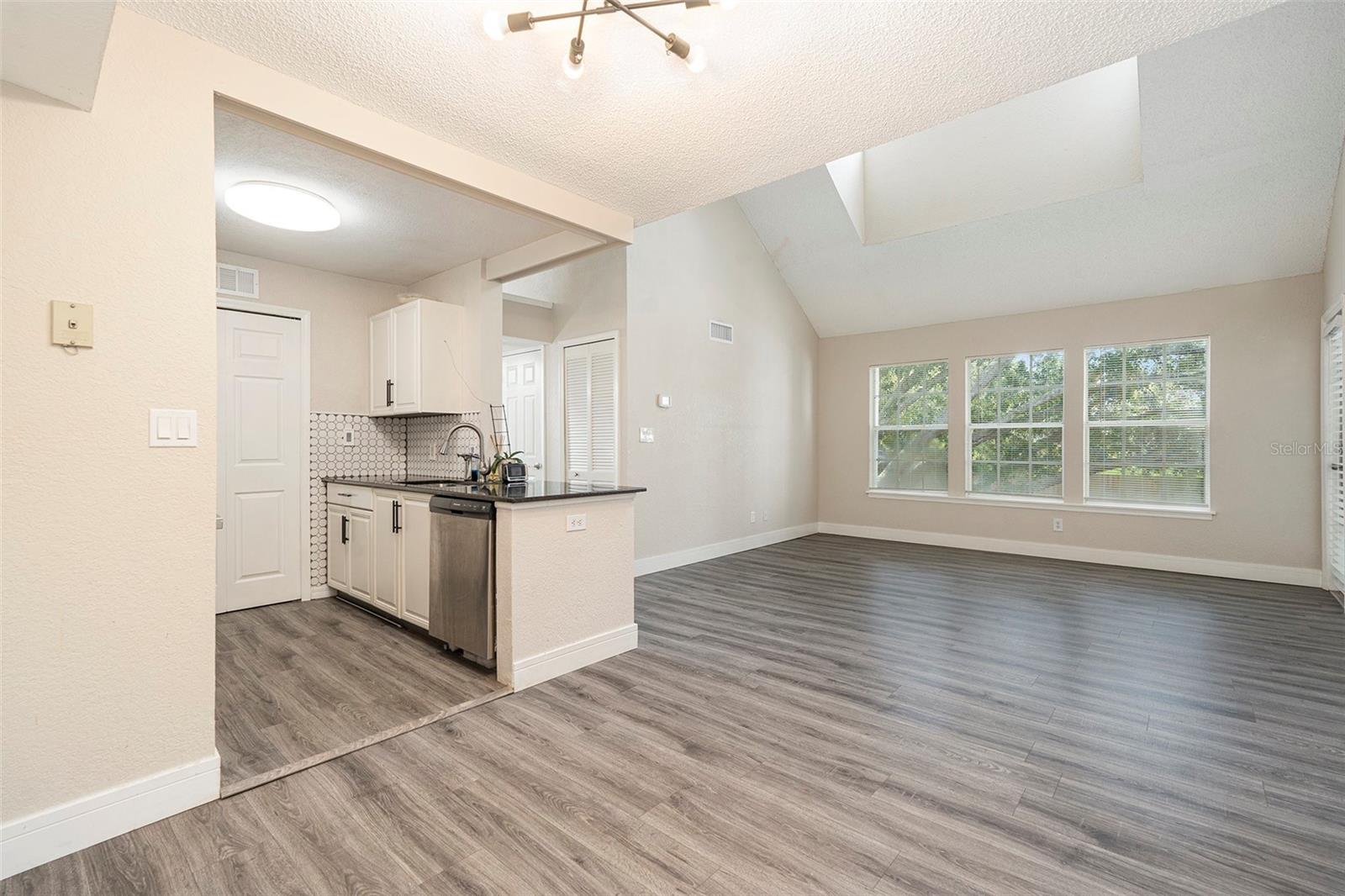 Stainless steel appliances, high ceilings!