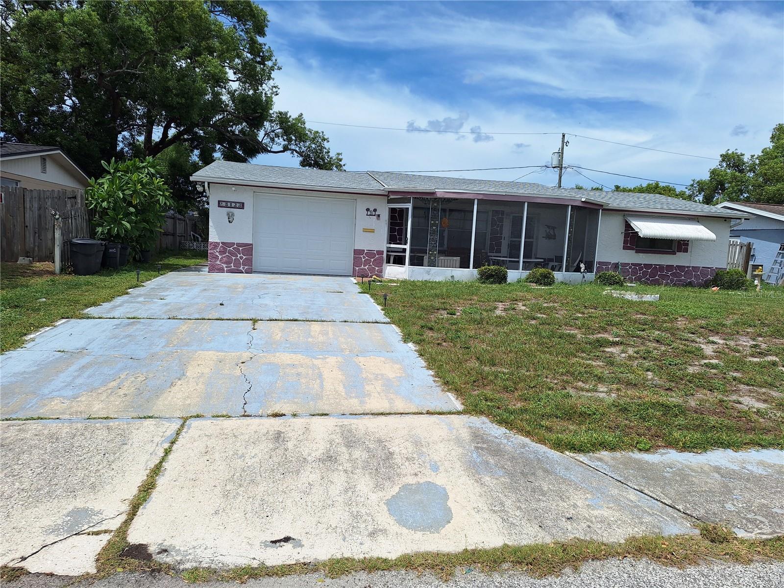 Double Driveway and 1 Car Garage