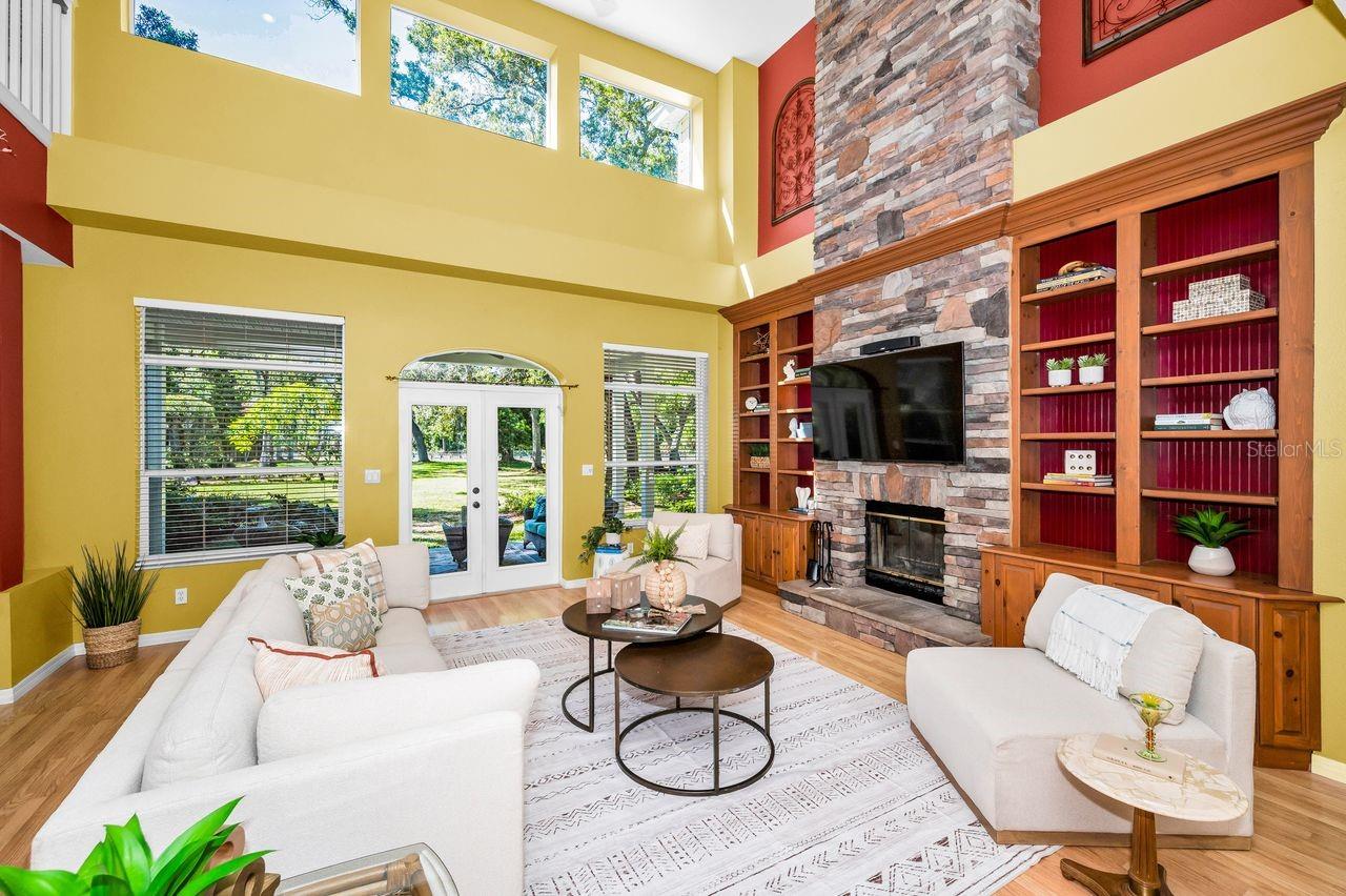 Stunning views outdoors, an incredible 2-sided stone fireplace, space for everyone to relax and unwind.