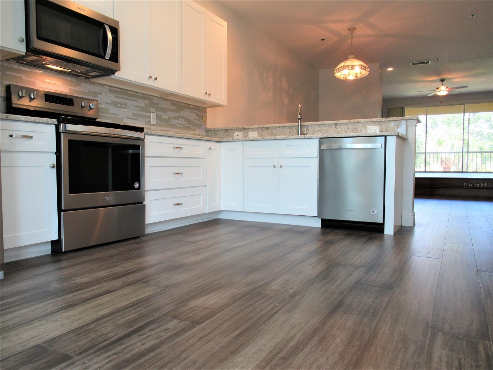 Bamboo floors throughout living area