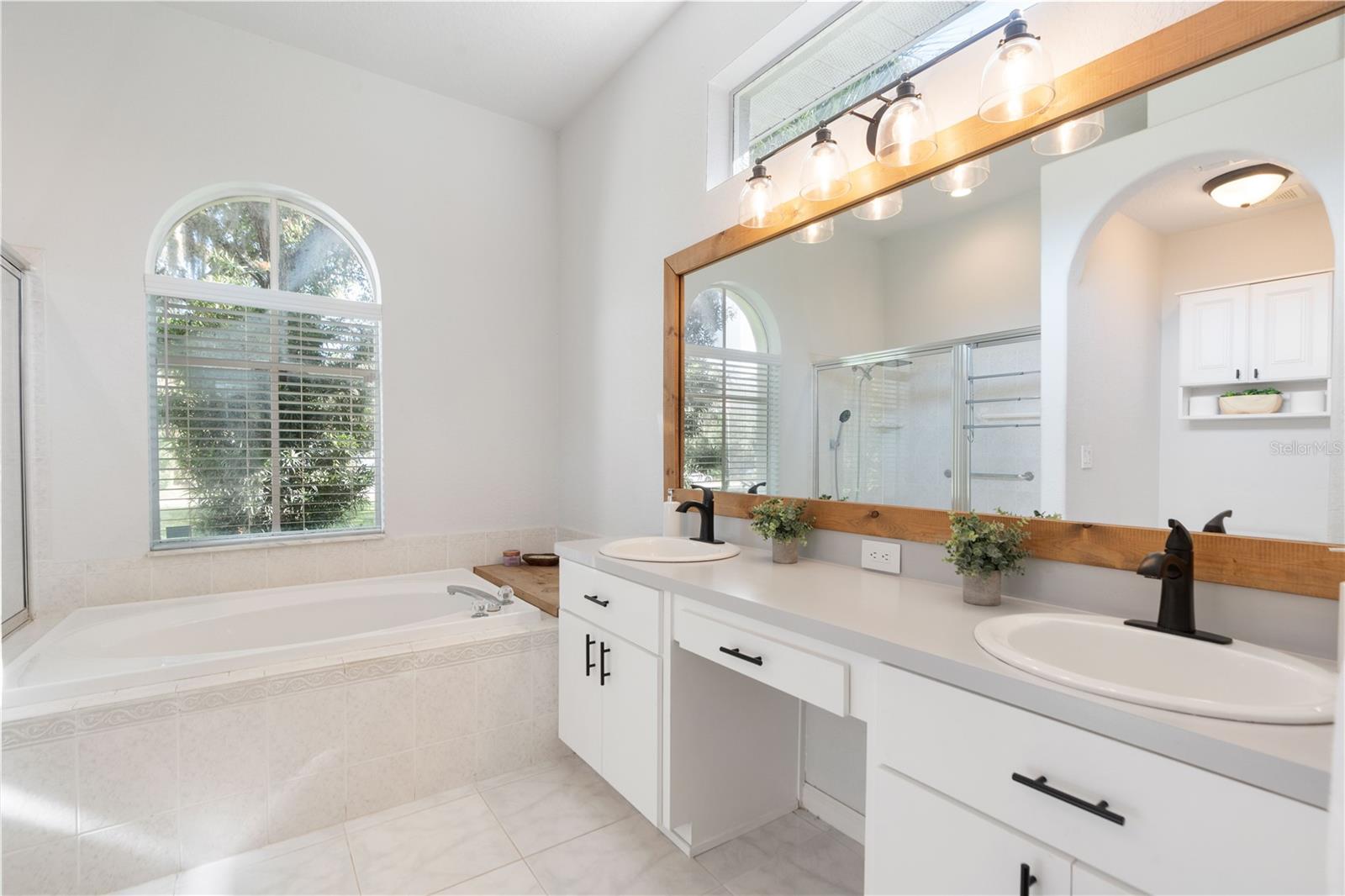 Double sinks and vanity.