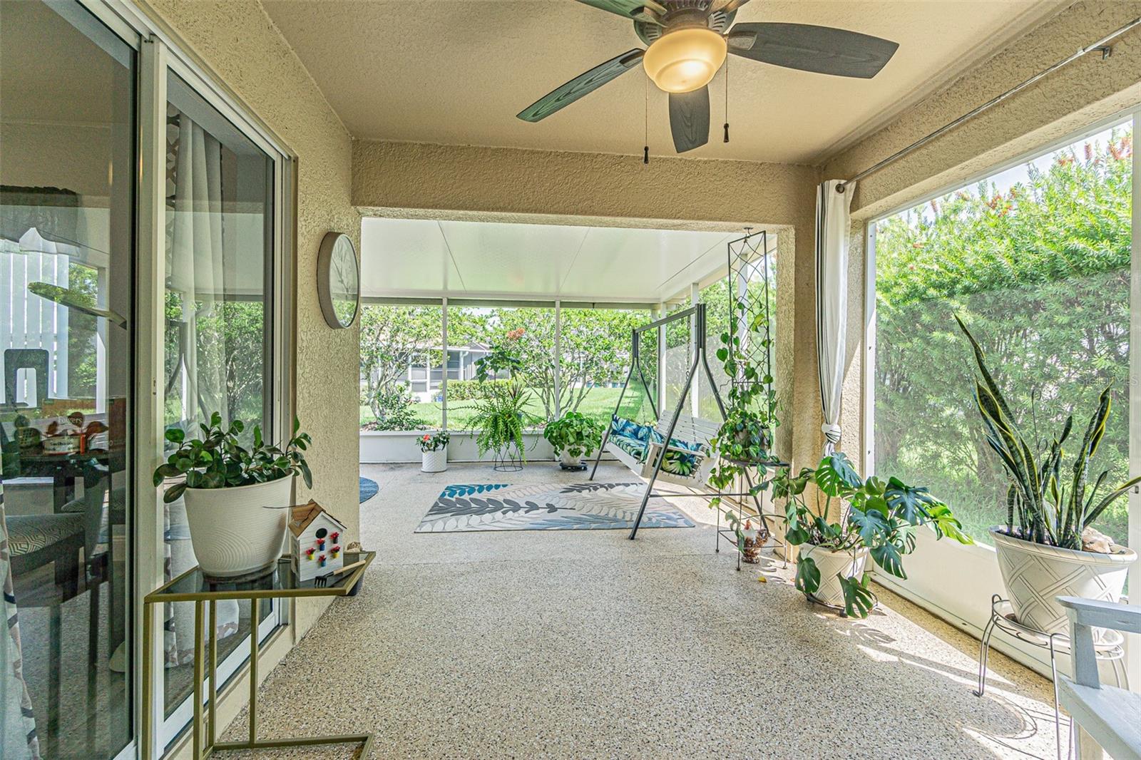 Under roof covered patio