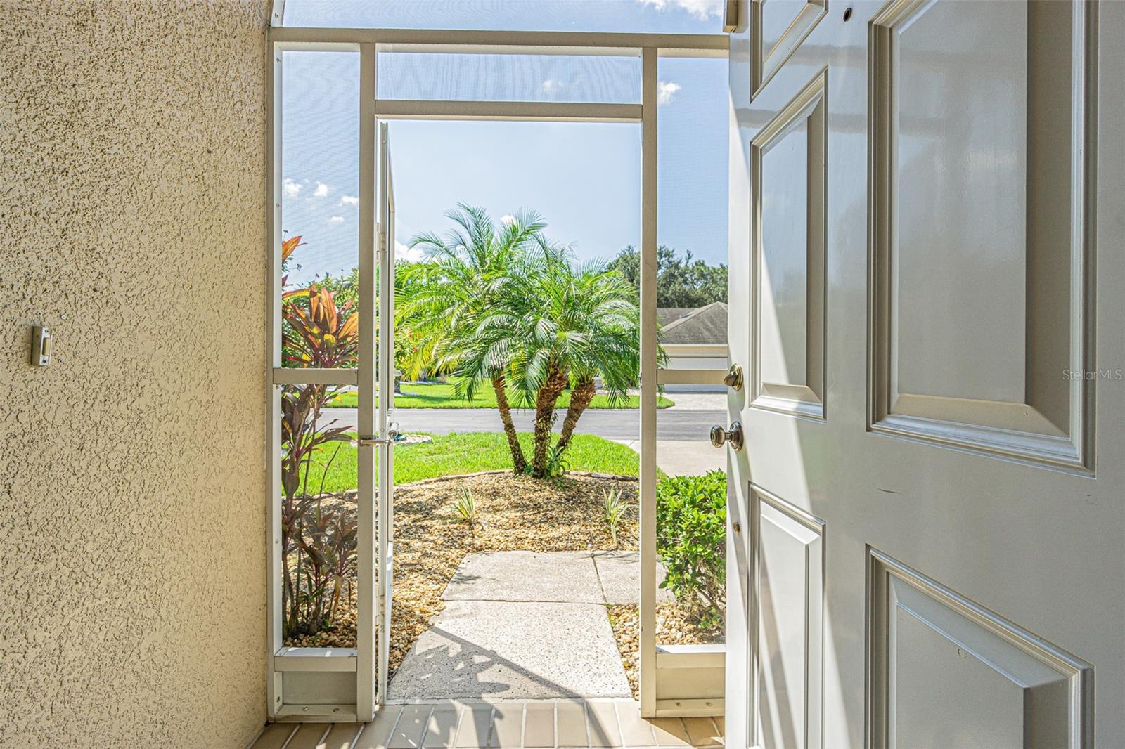 View from front door into screened entry