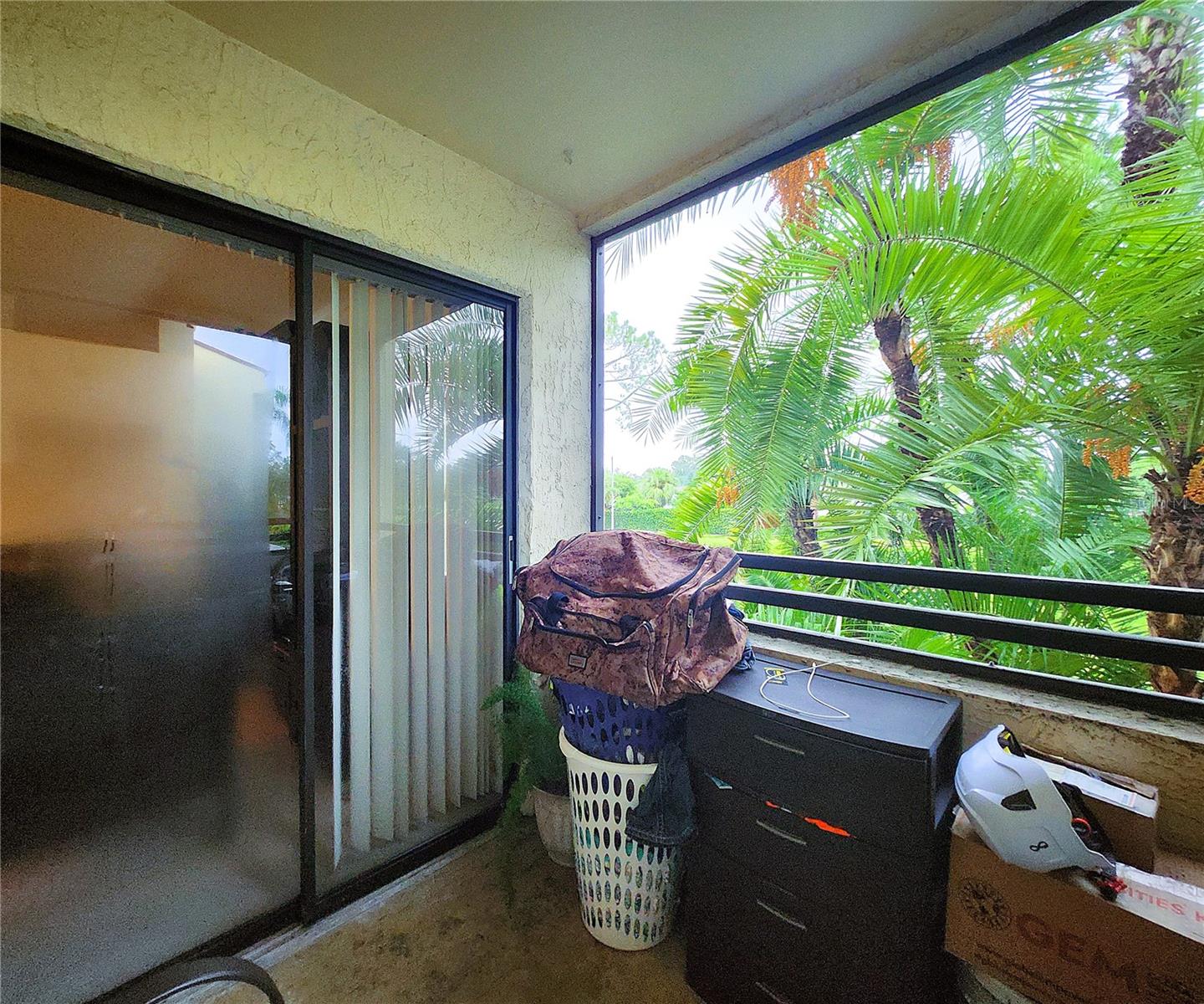 Enclosed Balcony provides a private relaxing atmosphere with green views
