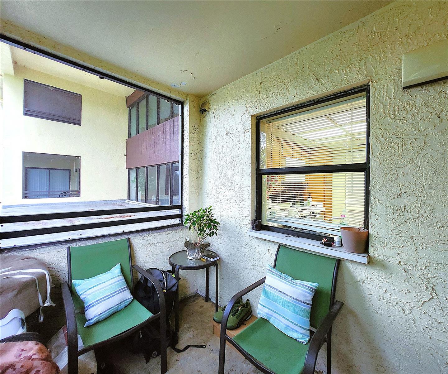 Enclosed Balcony provides a private relaxing atmosphere with green views