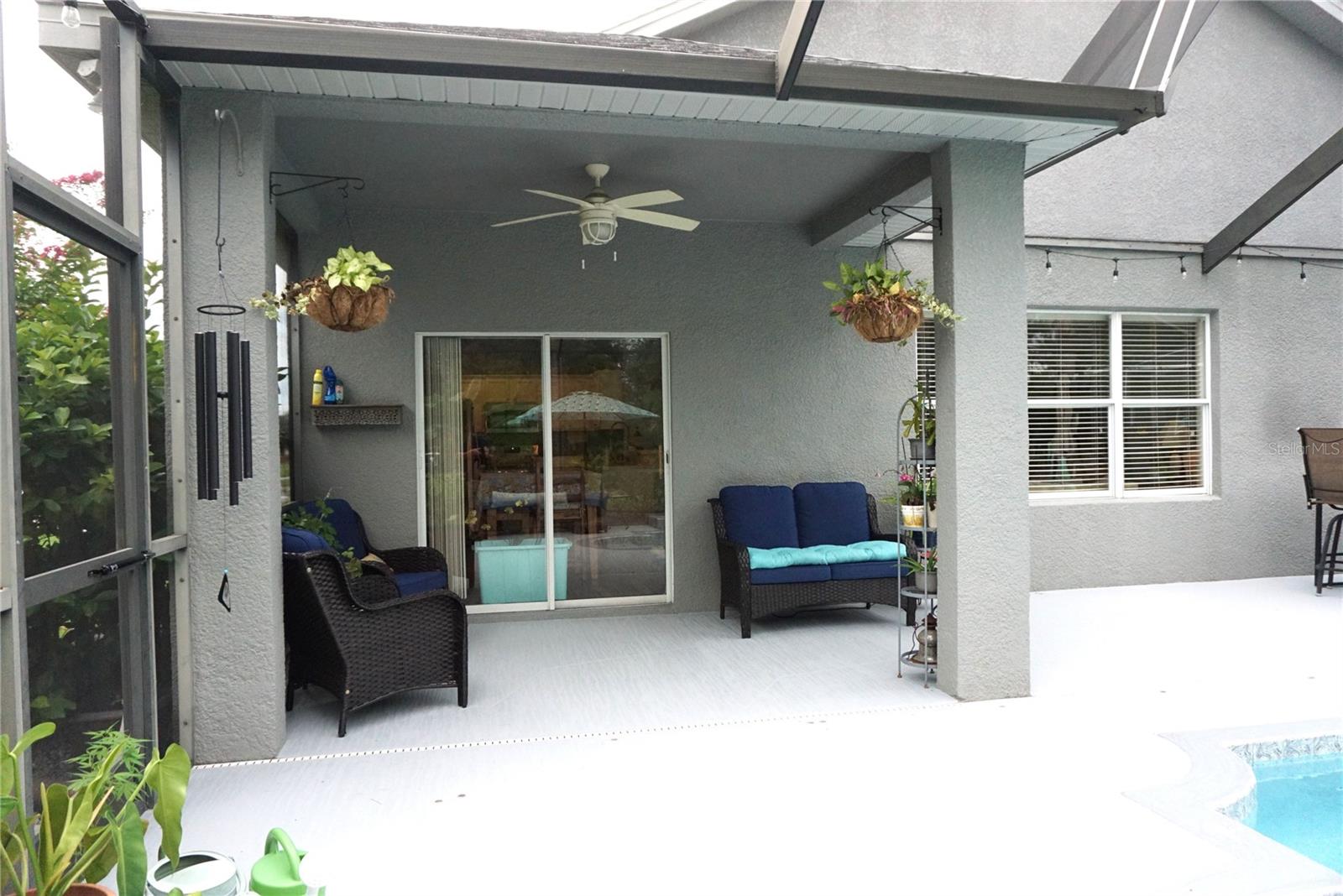 covered and screen patio area