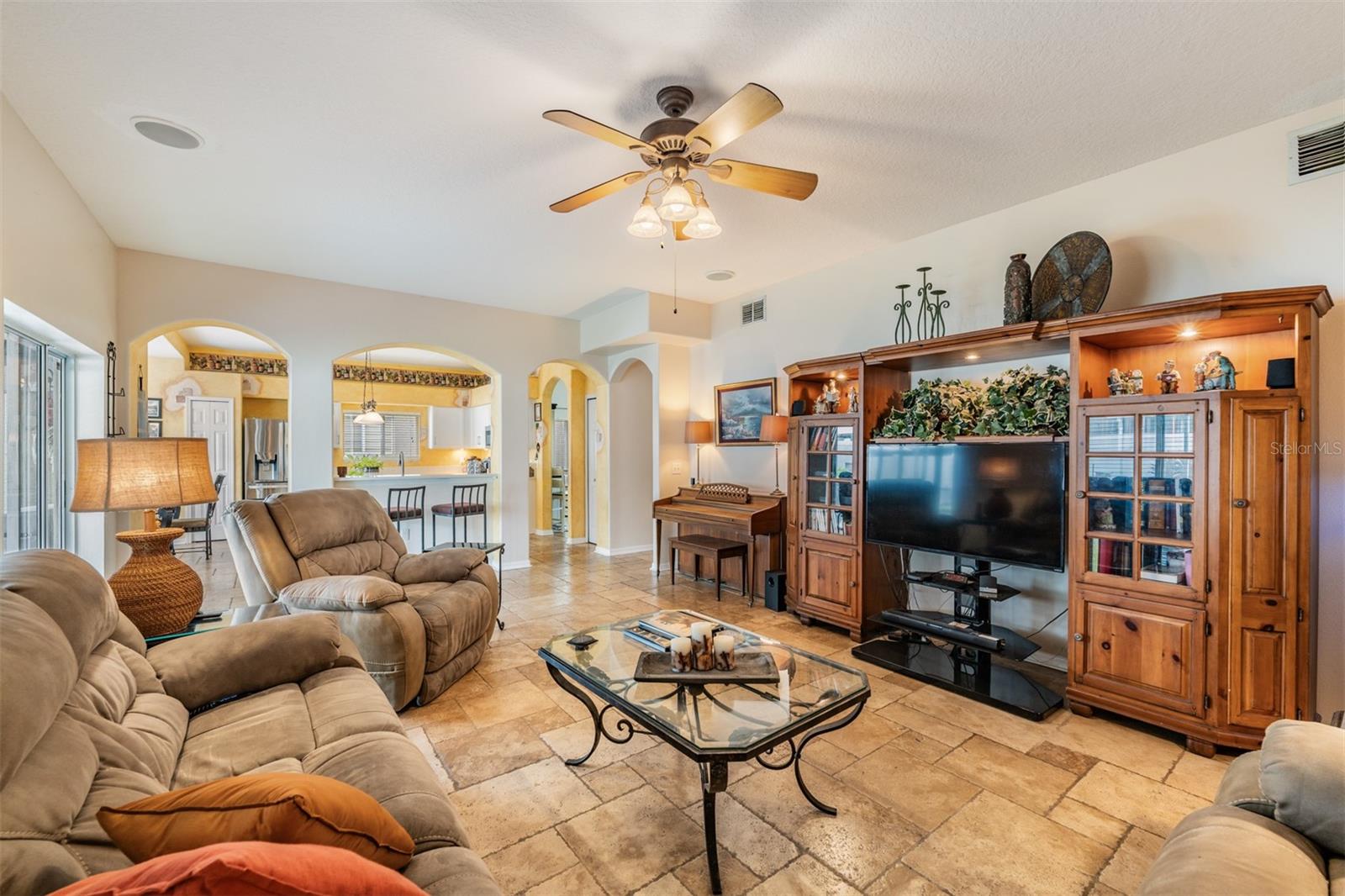 Family Room with ceiling fan/light fixture