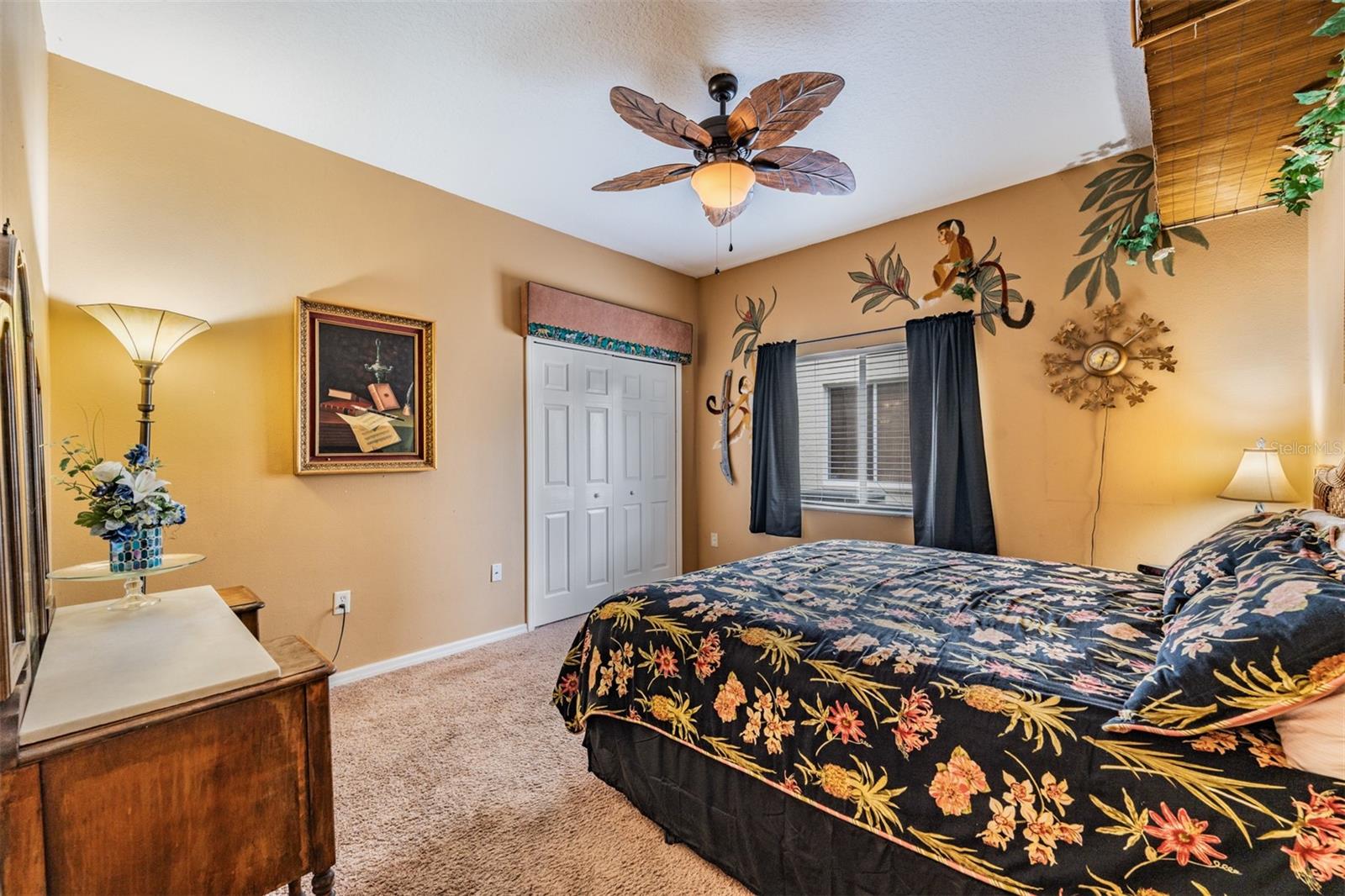 Guest Bedroom downstairs, Ceiling fan with light fixture.