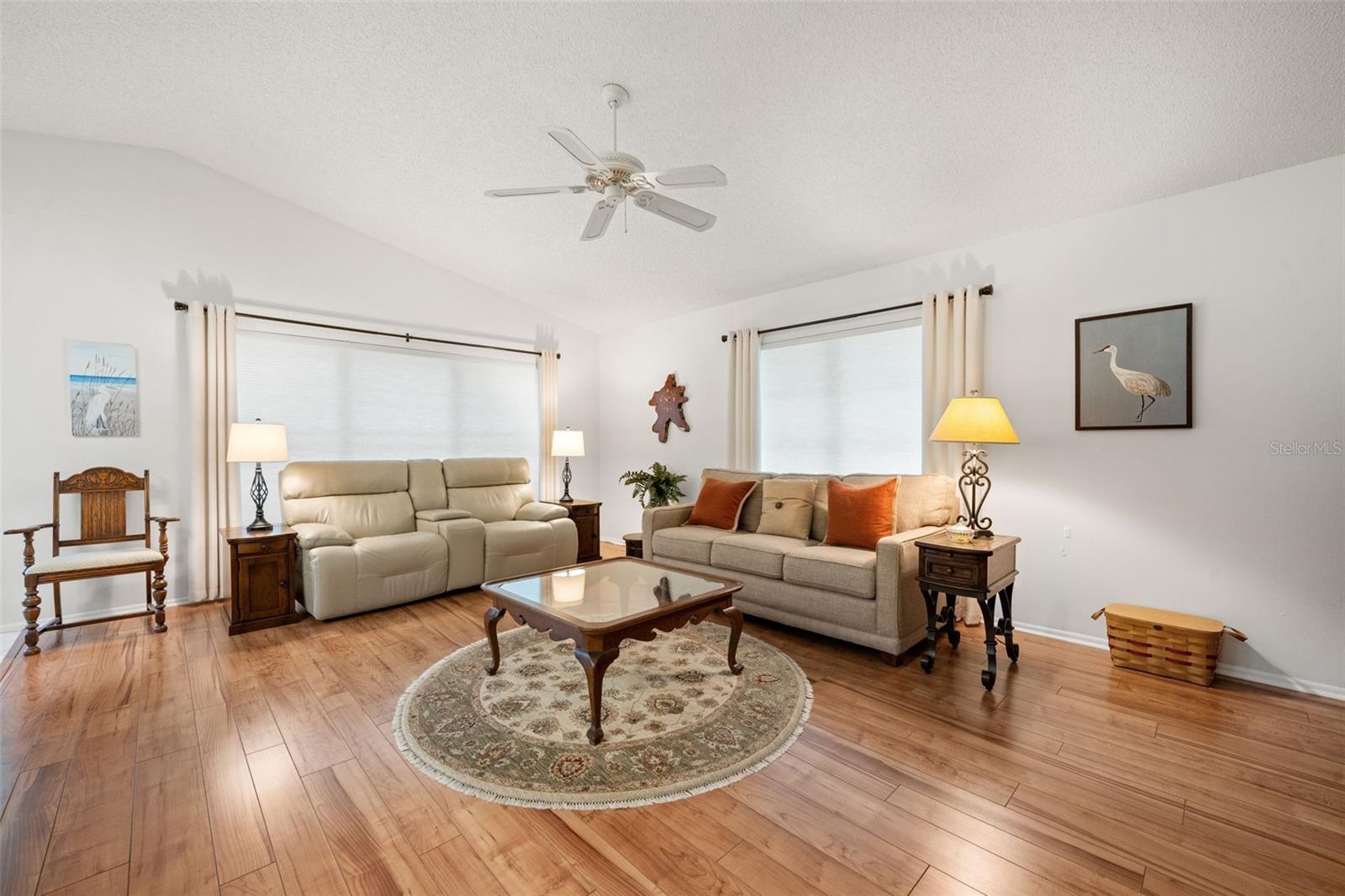 Close up of the Family room w/golf course view from the windows.