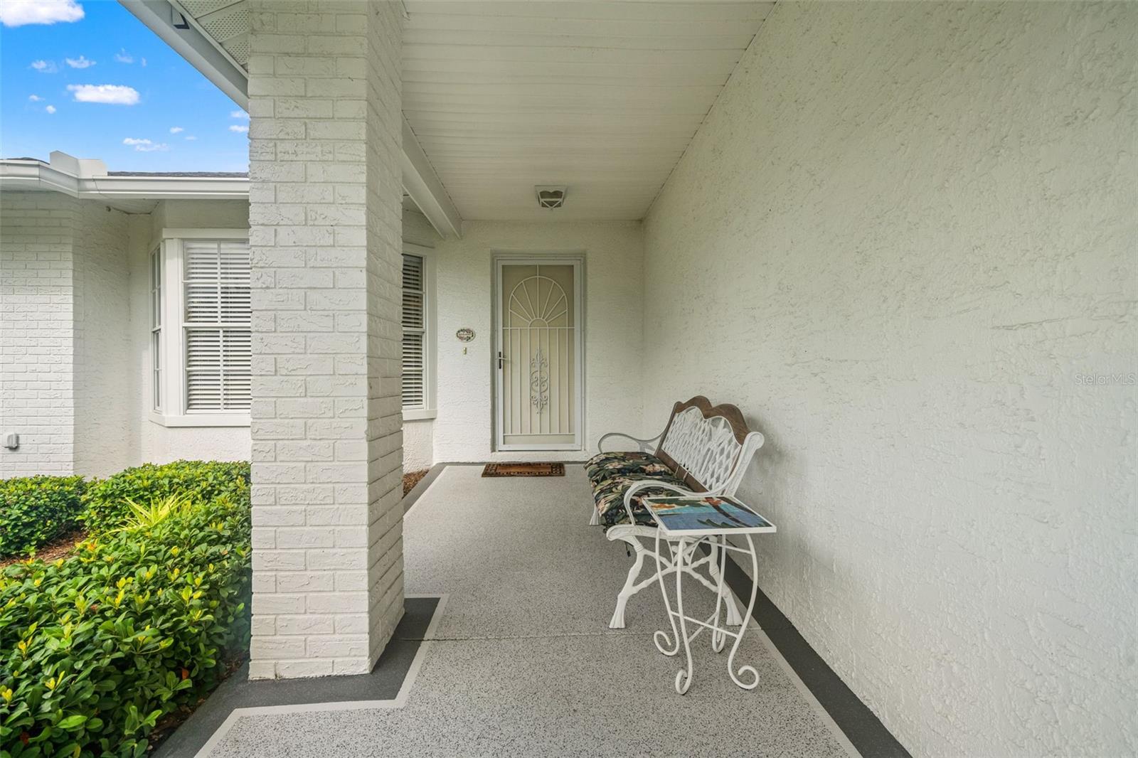 The Covered walkway-porch area is great for rain storms.