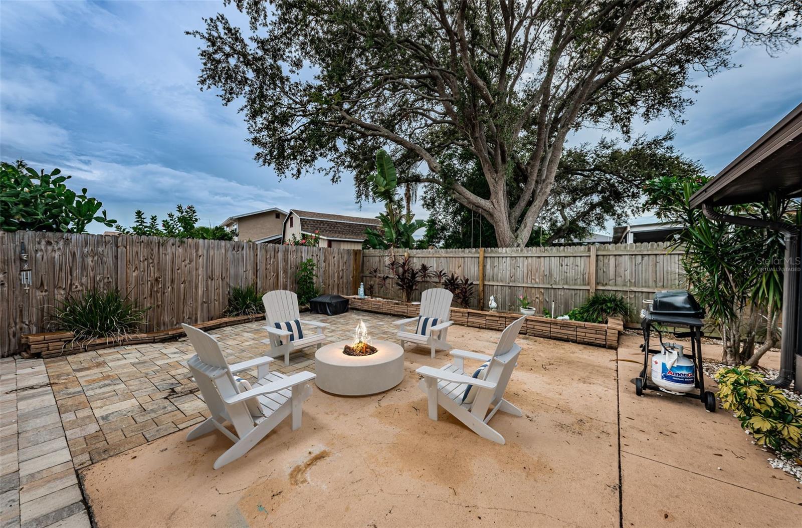 Backyard-virtually staged fire pit