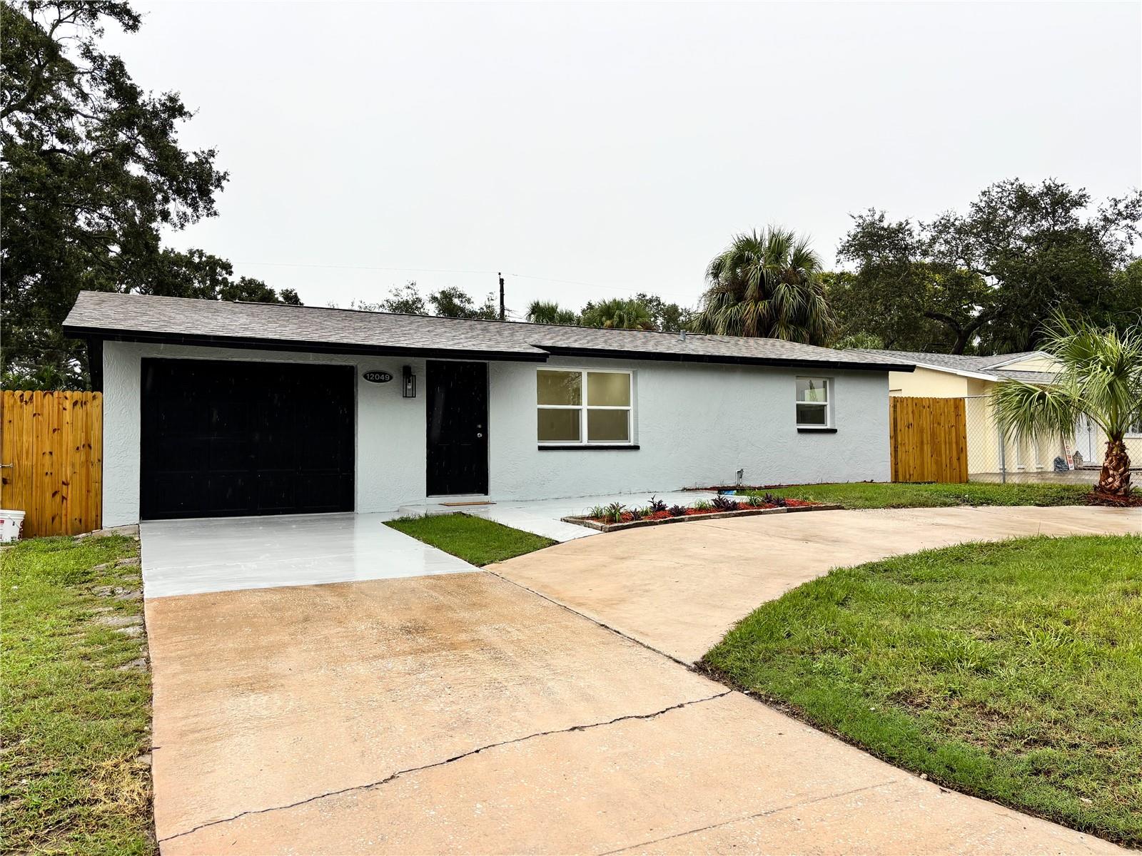 Front view and driveway