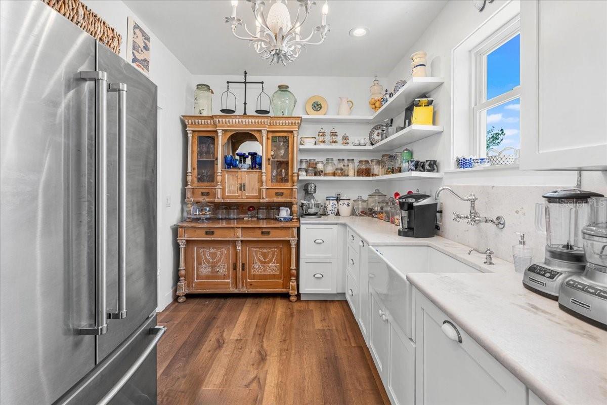 3rd Floor: Your Dream 'Pantry': Feels like a Second kitchen with 2nd: sink, fridge, dishwasher, counter space: (1920's style hutch conveys)