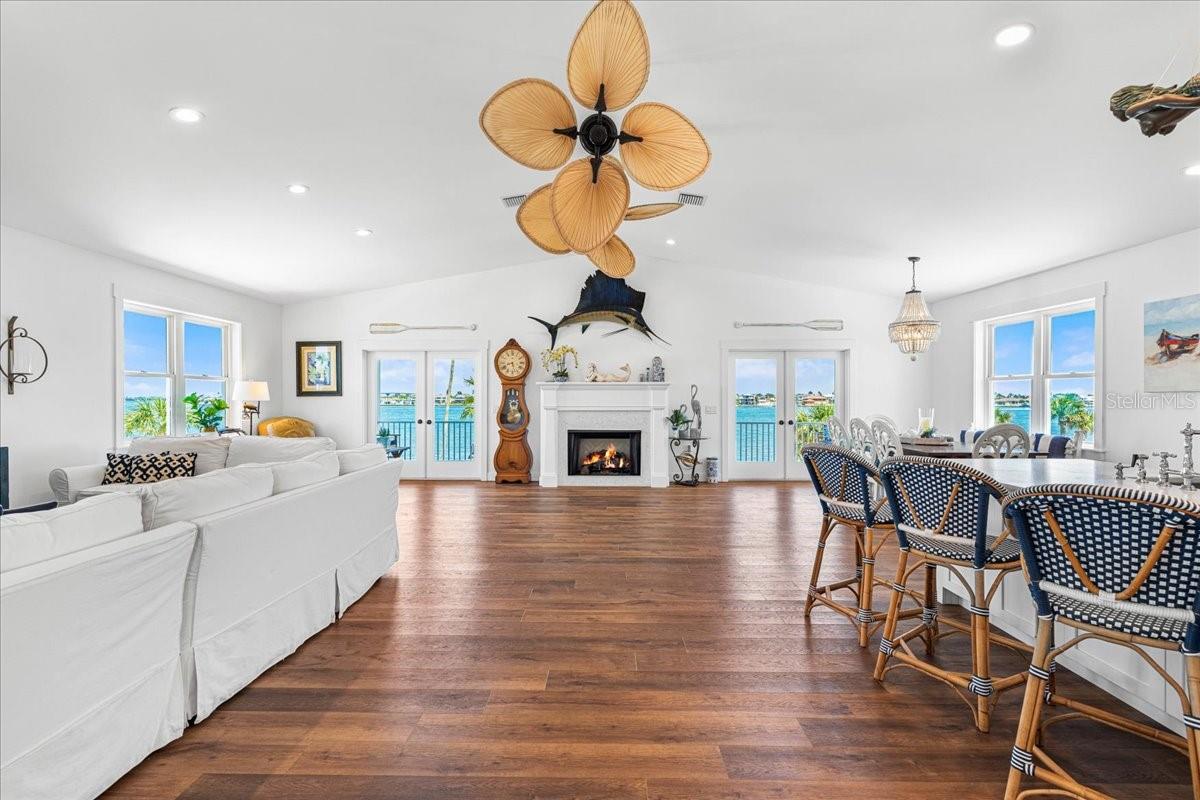 3rd Floor Open Concept Living / Dining / Kitchen / Looking East at the unobstructed Water Views