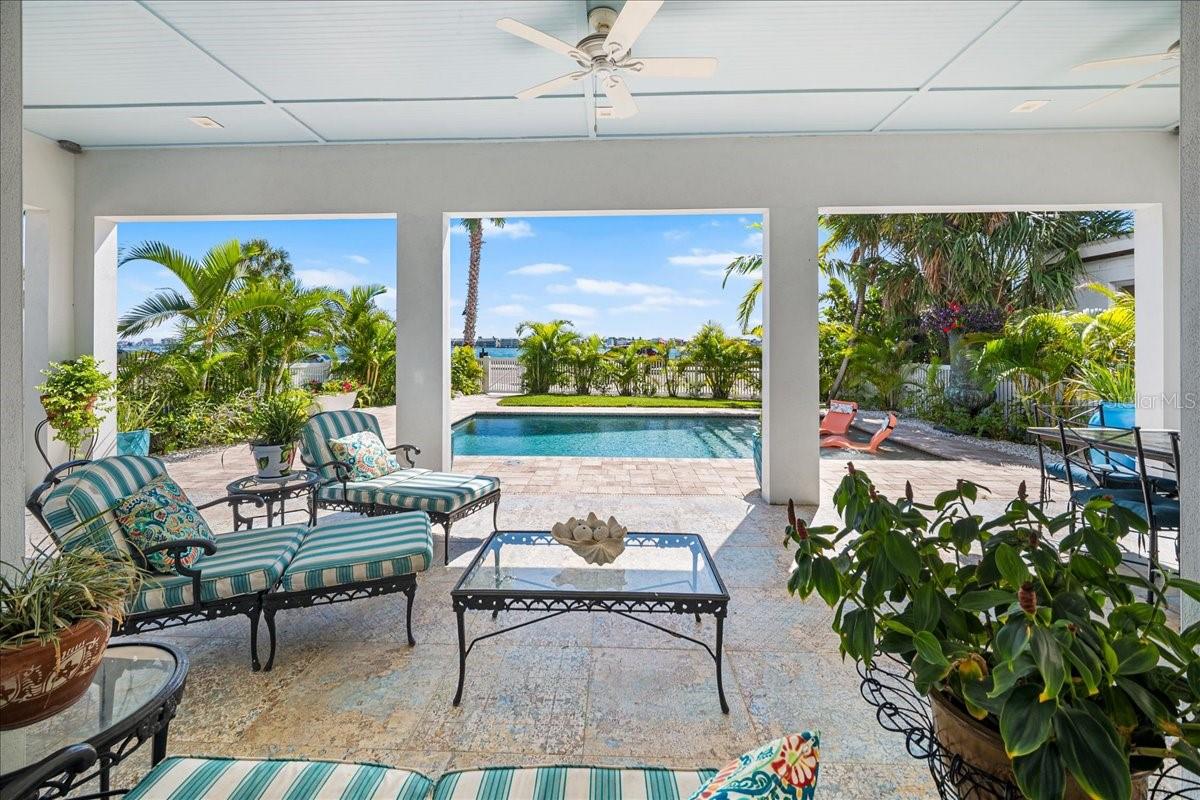 Patio Level. Private Pool, Covered Patio, lush landscape